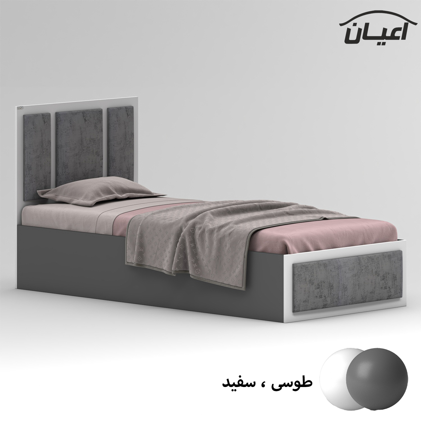 تخت خواب ملامینه یک نفره اعیان مدل FH960 سایز 90x200 سانتی متر