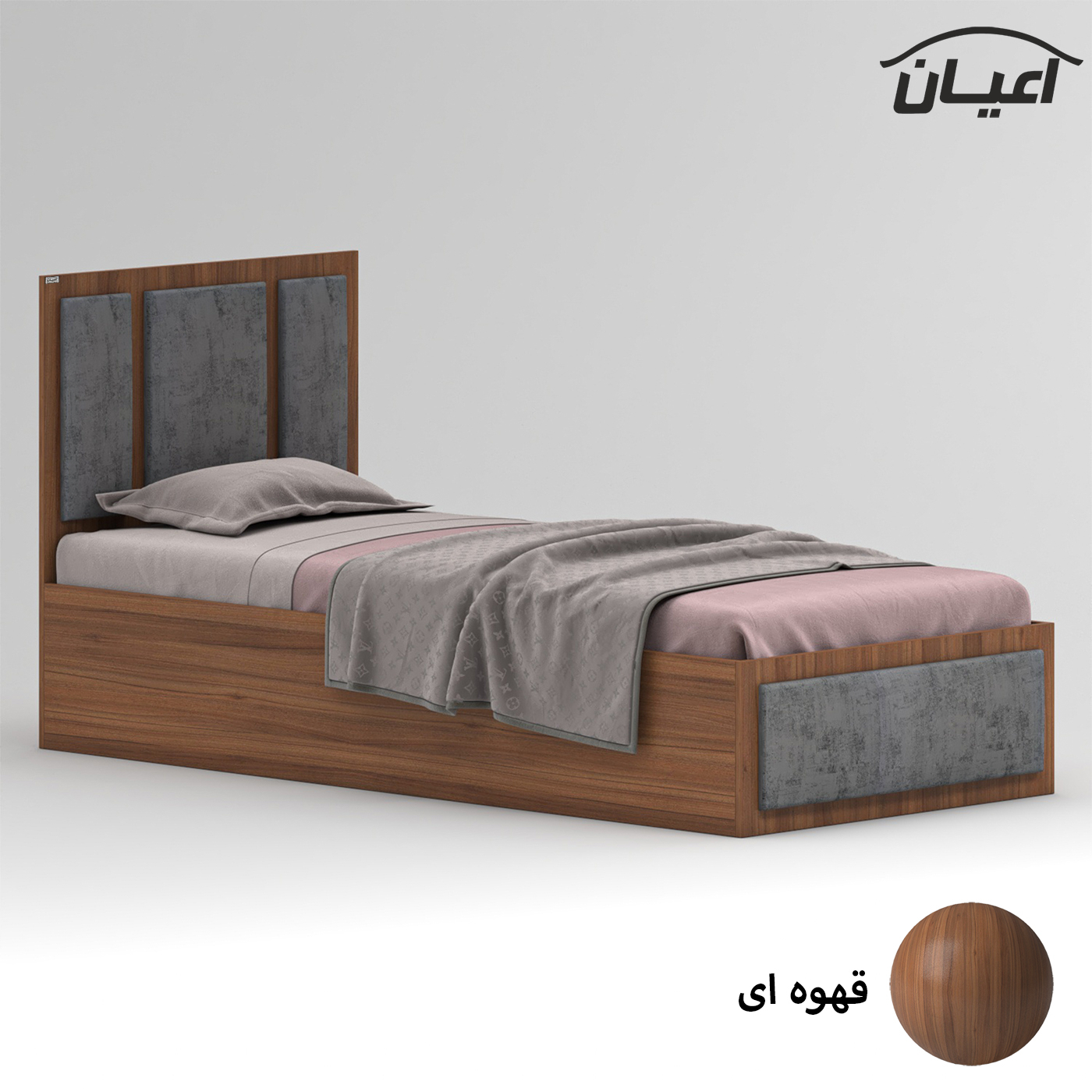 تخت خواب ملامینه یک نفره اعیان مدل FH960 سایز 90x200 سانتی متر