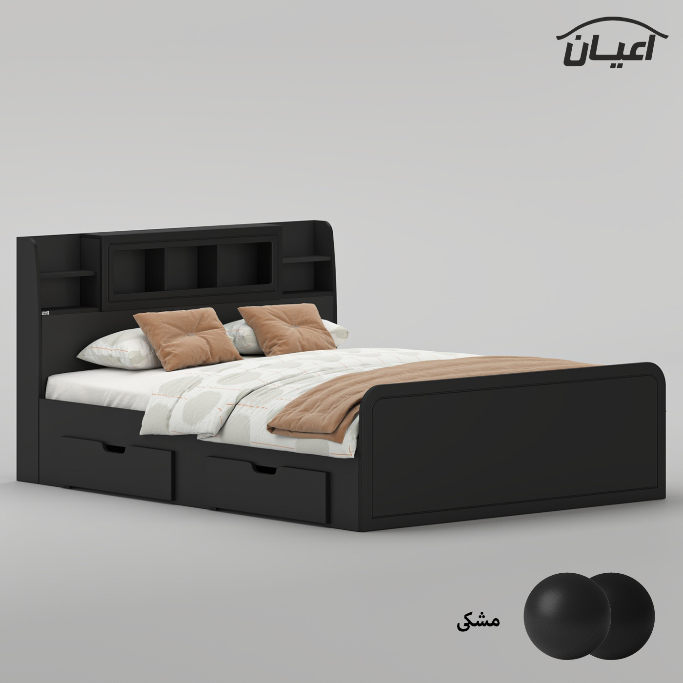 تخت خواب ملامینه دو نفره اعیان مدل FH983 سایز 160x200 سانتی متر