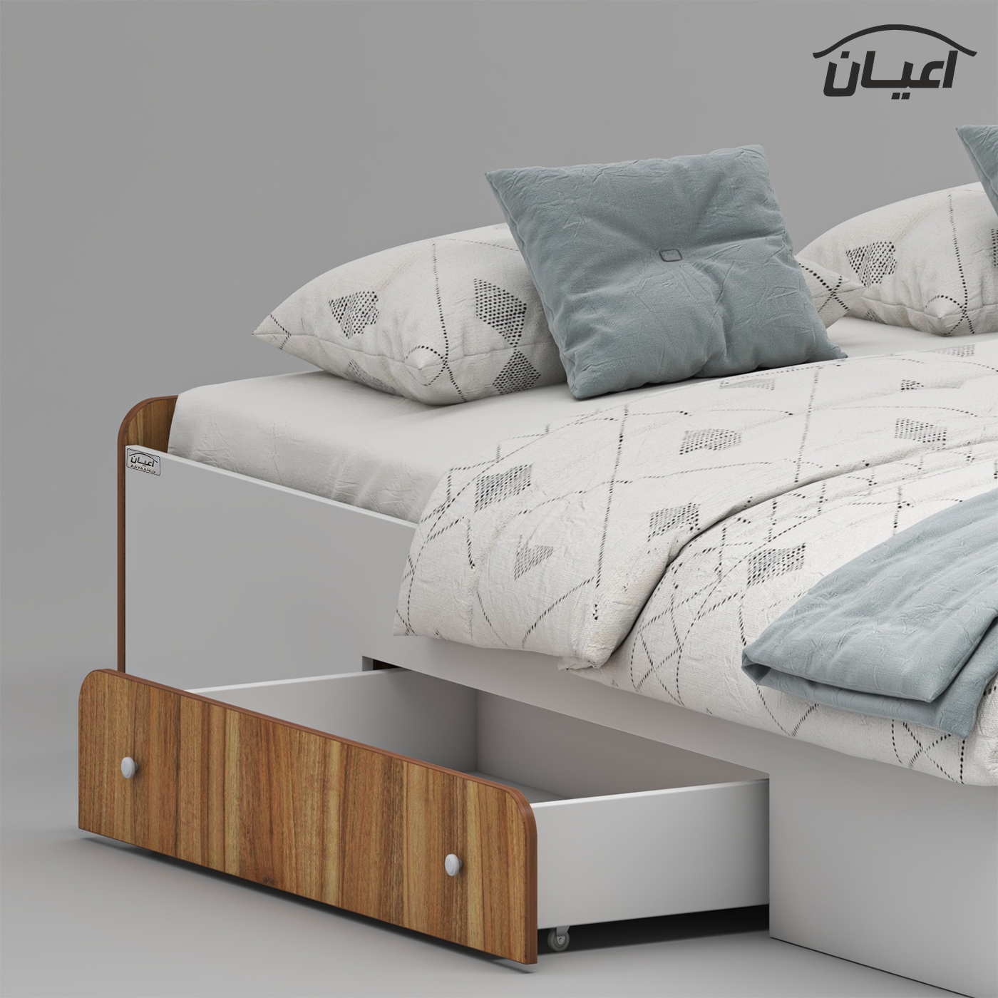 تخت خواب ملامینه دو نفره اعیان مدل FH969 سایز 160x200 سانتی متر