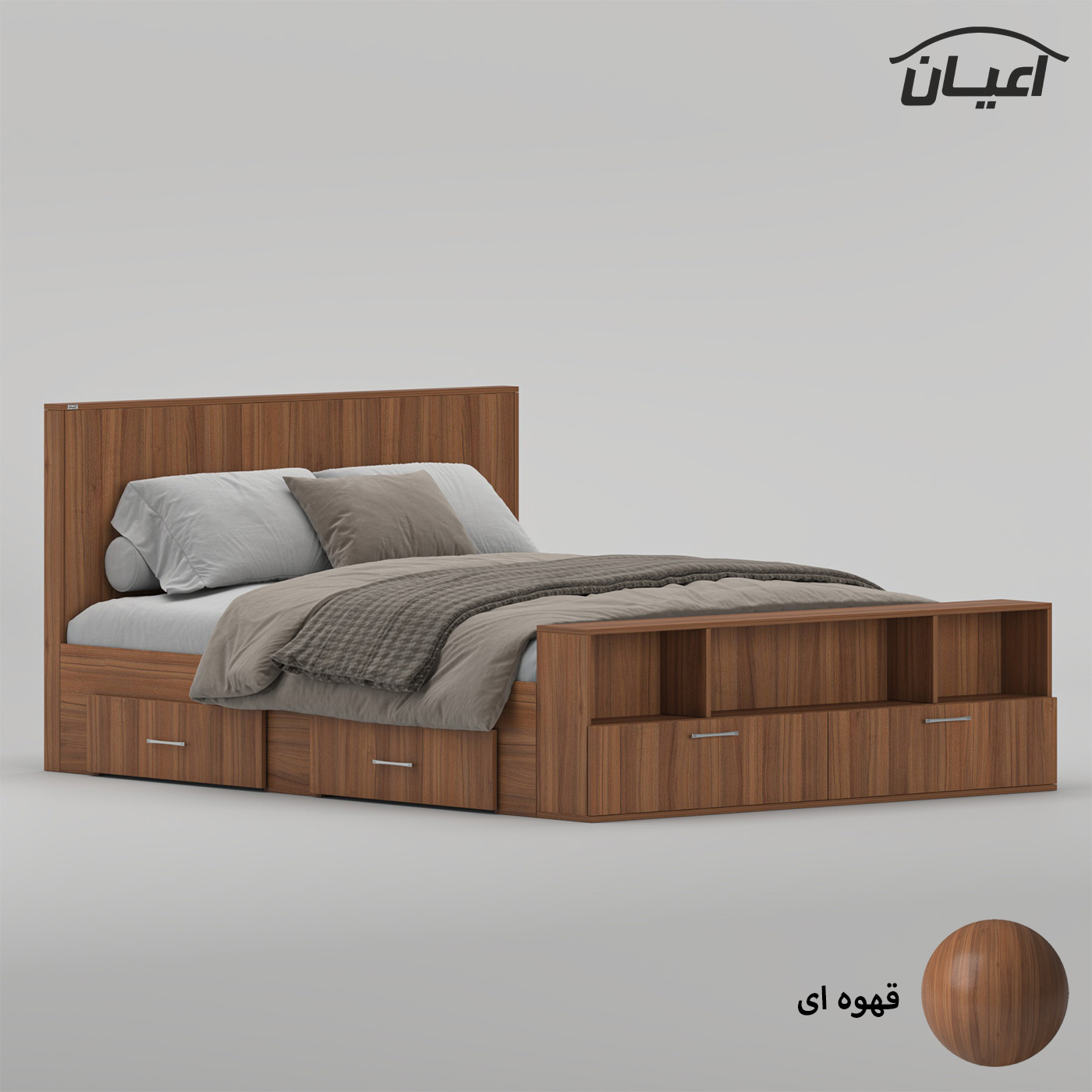 تخت‌خواب ملامینه دو نفره اعیان مدل FH1021 سایز 160 * 200 سانتی‌متر