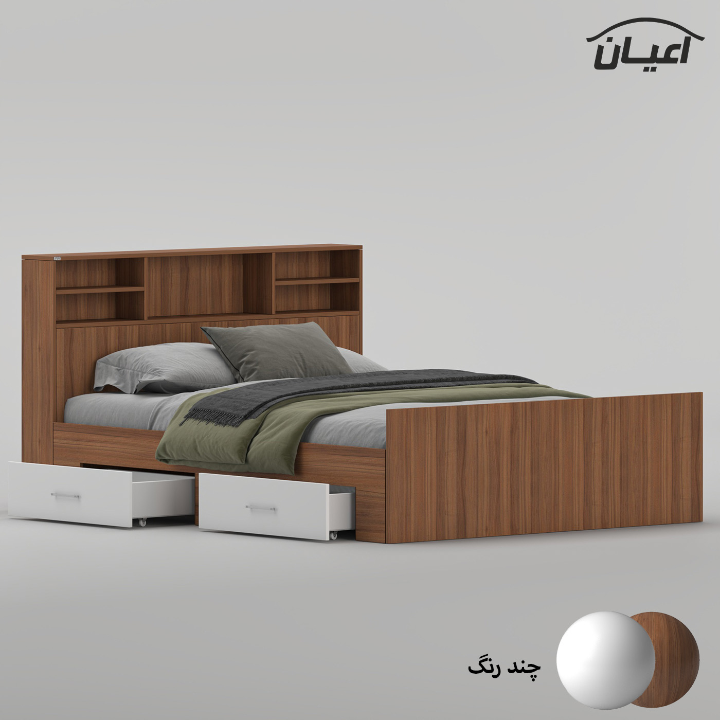 تختخواب ملامینه دو نفره اعیان مدل FH1020 سایز 160 * 200 سانتیمتر