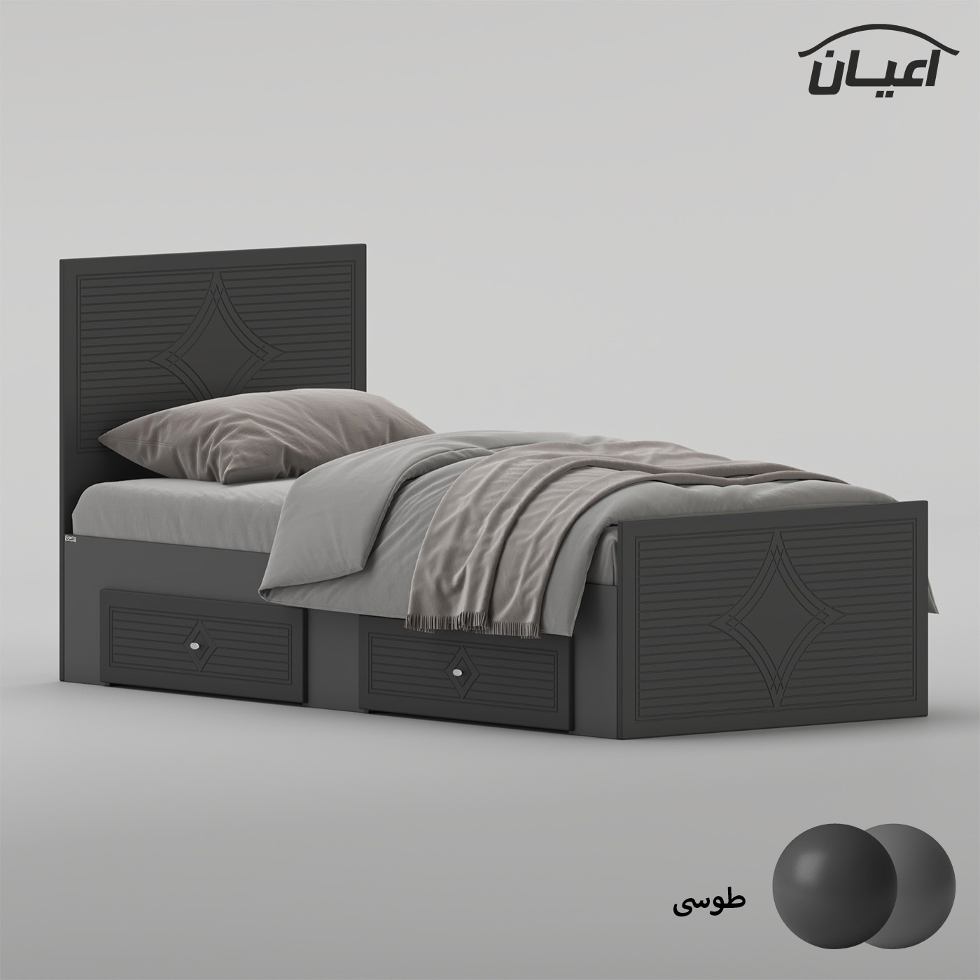 تخت‌خواب ام دی اف یک نفره اعیان مدل FH1027 سایز 90 * 200 سانتی‌متر