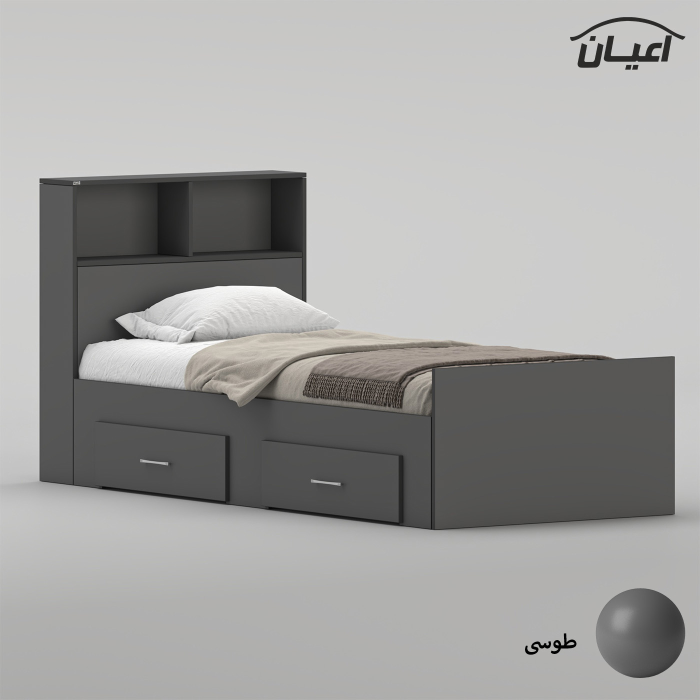 تخت‌خواب ملامینه یک نفره اعیان مدل FH1019 سایز 90 * 200 سانتی‌متر