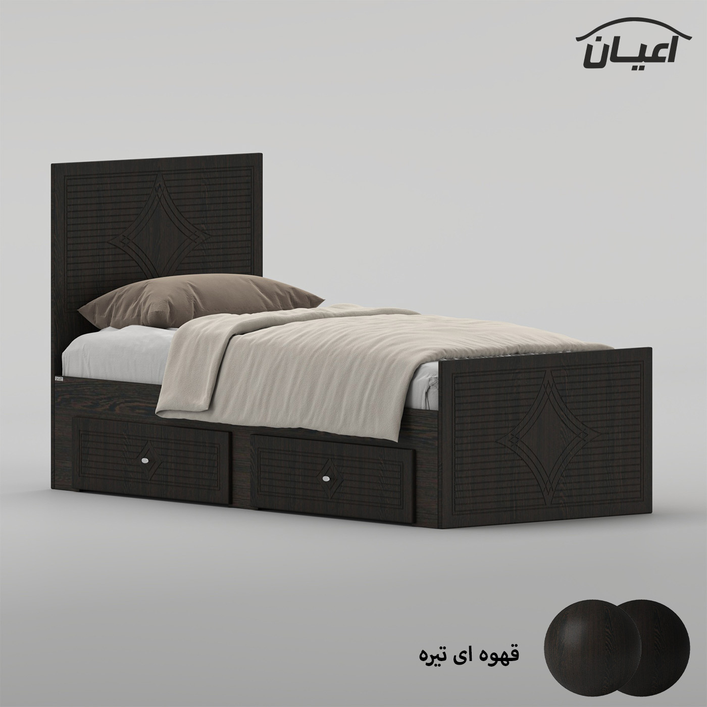 تخت‌خواب ام دی اف یک نفره اعیان مدل FH1026 سایز 80 * 180 سانتی‌متر
