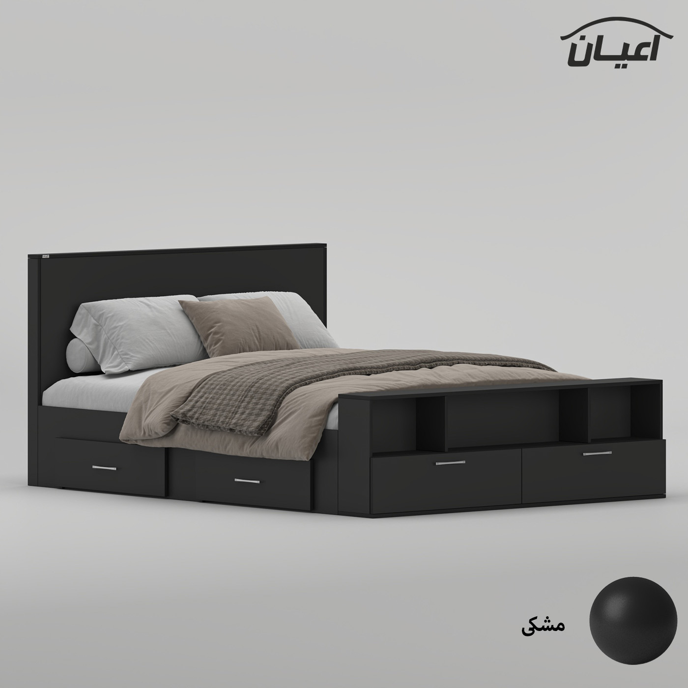 تخت‌خواب ملامینه دو نفره اعیان مدل FH1021 سایز 160 * 200 سانتی‌متر