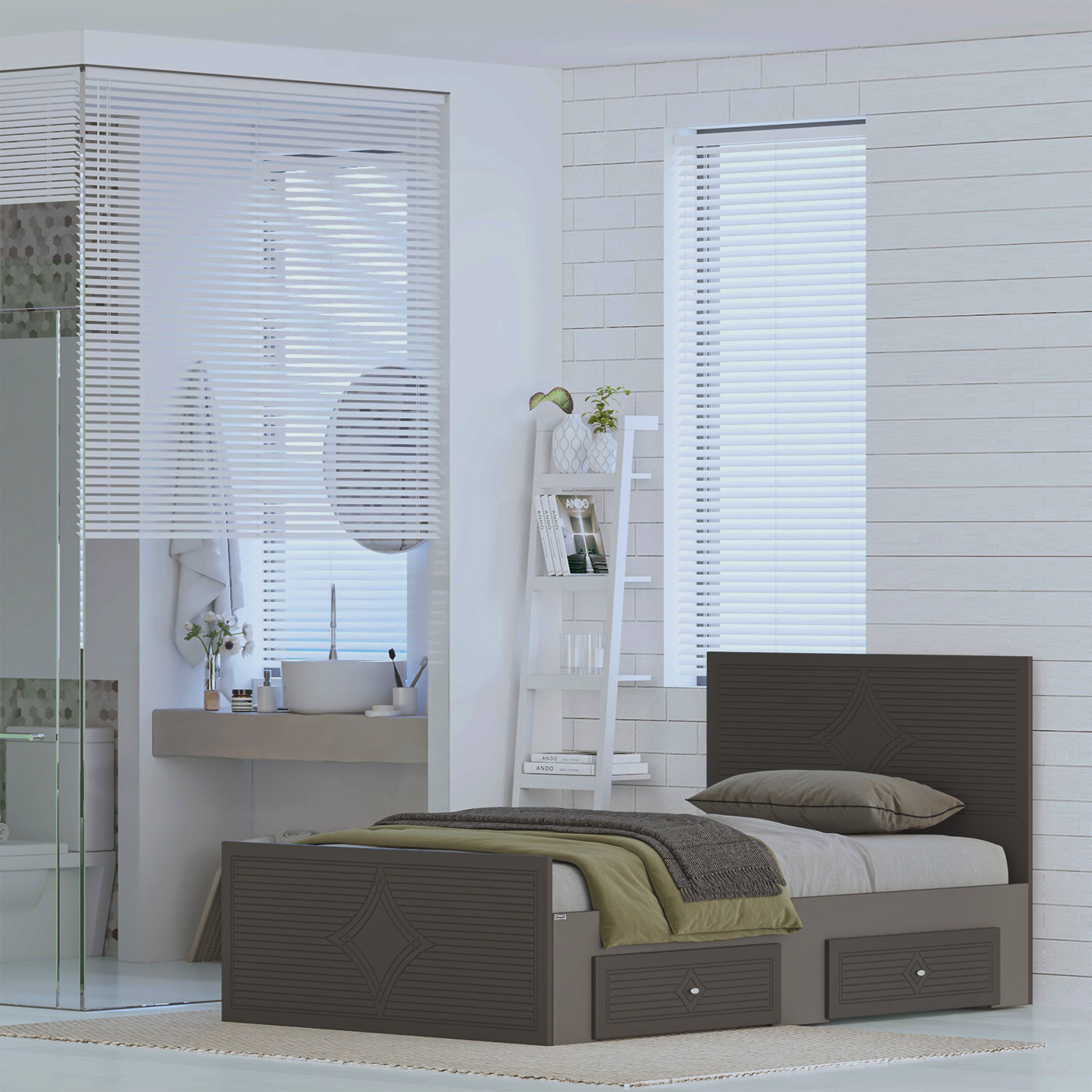 تخت‌خواب ام دی اف یک و نیم نفره اعیان مدل FH1028 سایز 120 * 200 سانتی‌متر
