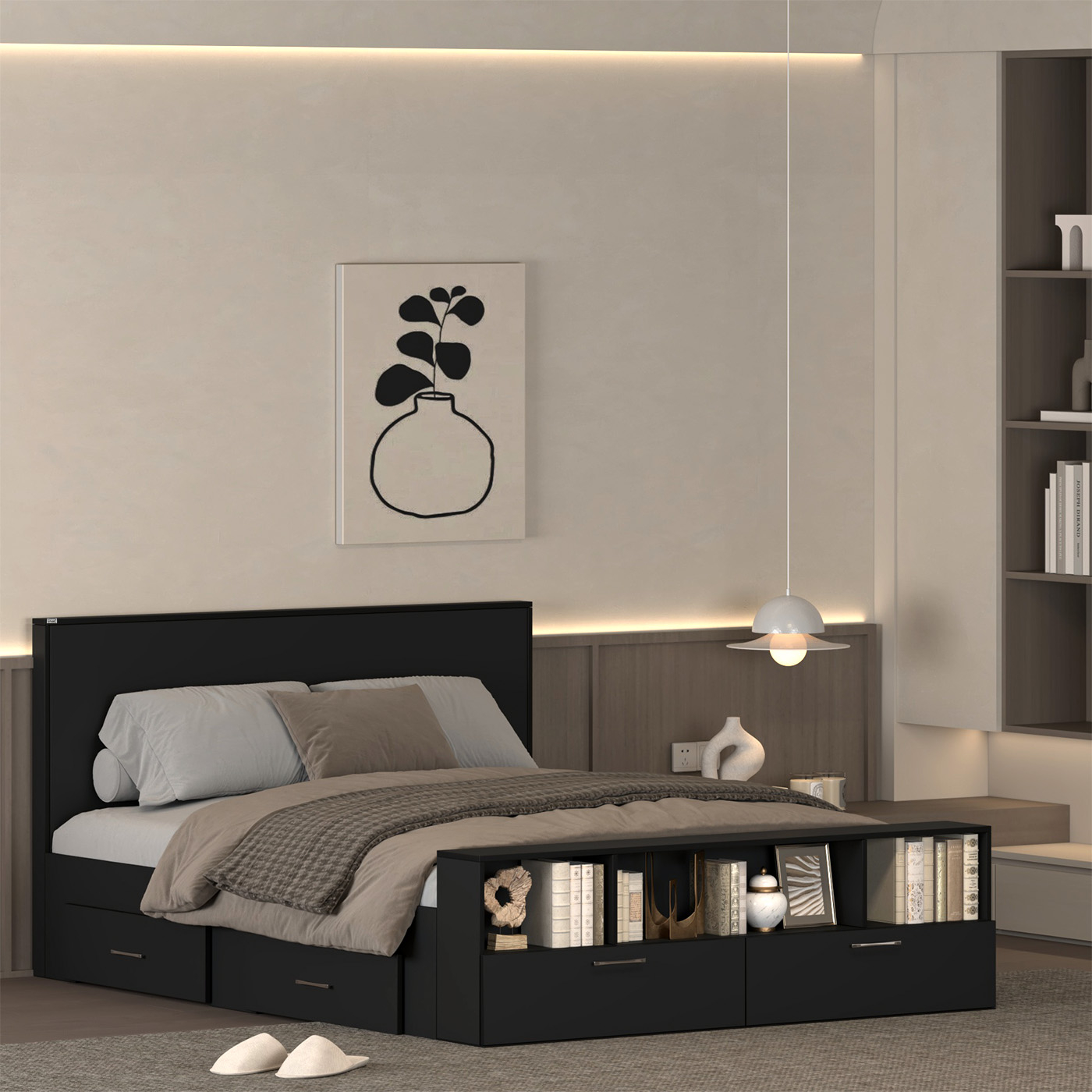 تخت‌خواب ملامینه دو نفره اعیان مدل FH1021 سایز 160 * 200 سانتی‌متر