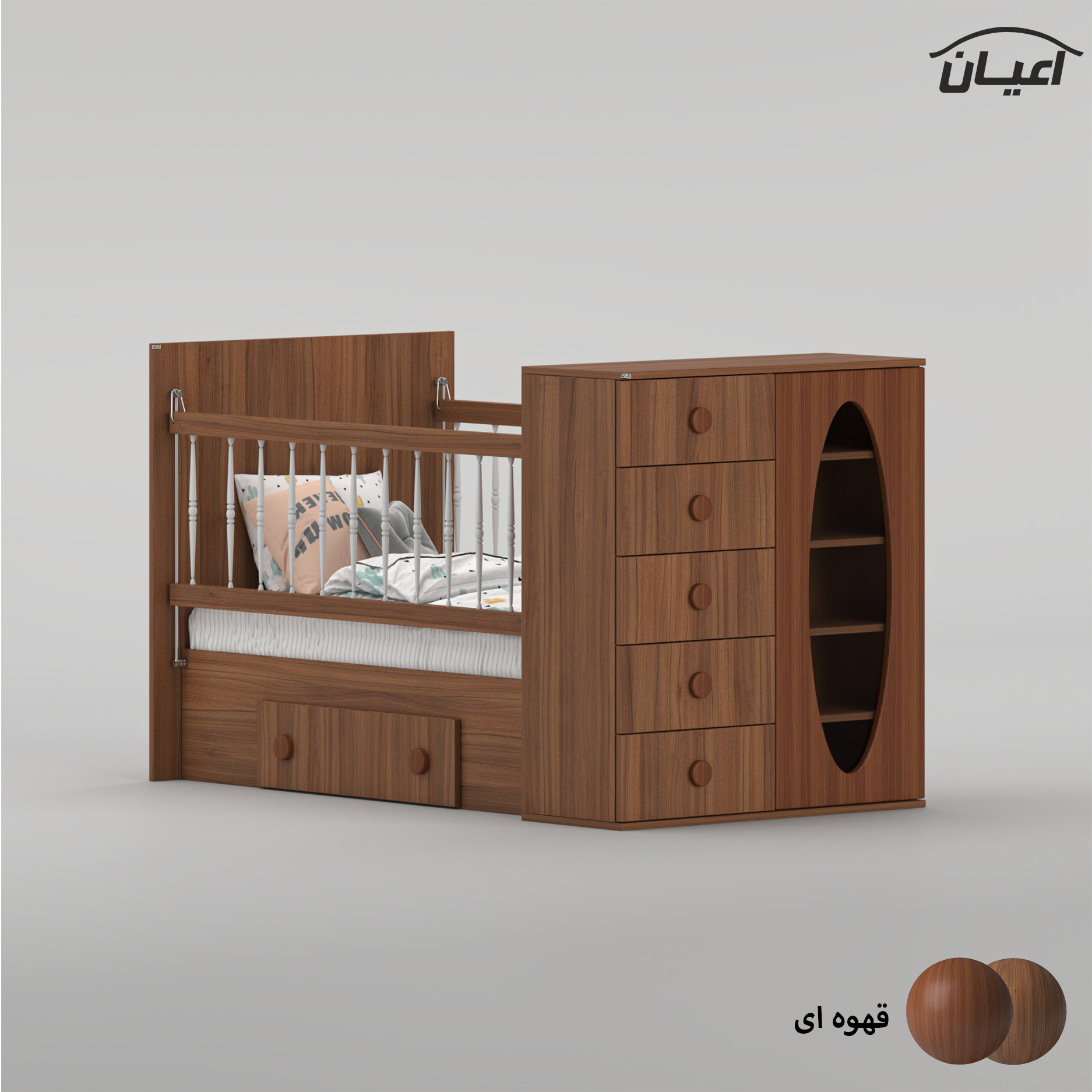 تختخواب کودک اعیان مدل FH1022 سایز 130 × 70