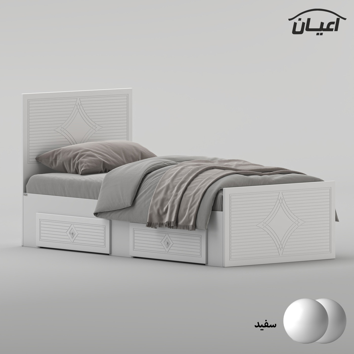 تخت‌خواب ام دی اف یک نفره اعیان مدل FH1027 سایز 90 * 200 سانتی‌متر
