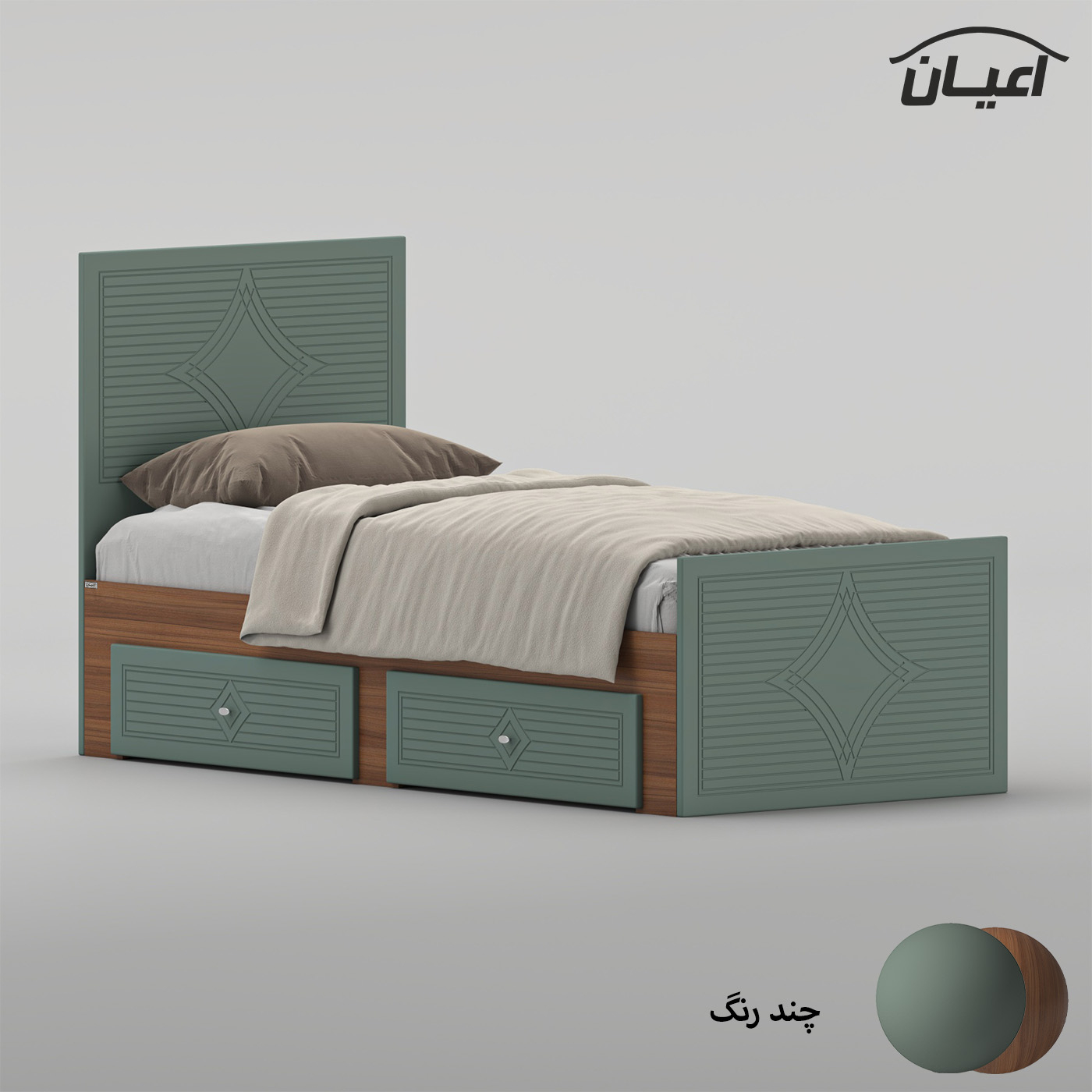تخت‌خواب ام دی اف یک نفره اعیان مدل FH1026 سایز 80 * 180 سانتی‌متر