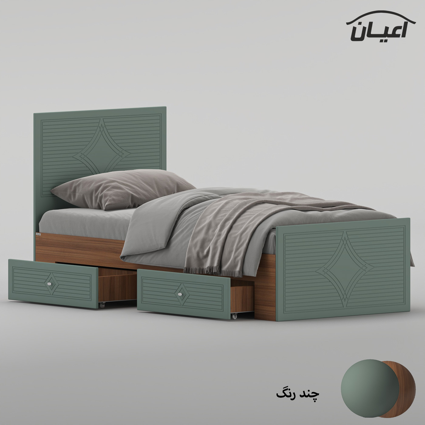 تخت‌خواب ام دی اف یک نفره اعیان مدل FH1027 سایز 90 * 200 سانتی‌متر