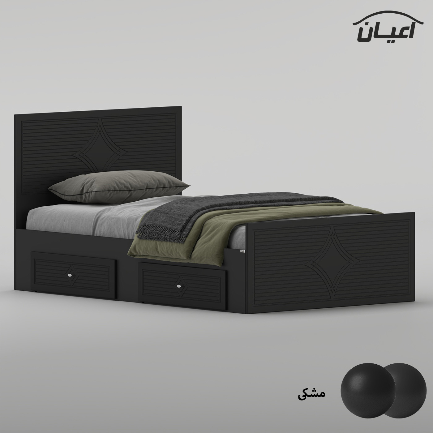 تخت‌خواب ام دی اف یک و نیم نفره اعیان مدل FH1028 سایز 120 * 200 سانتی‌متر