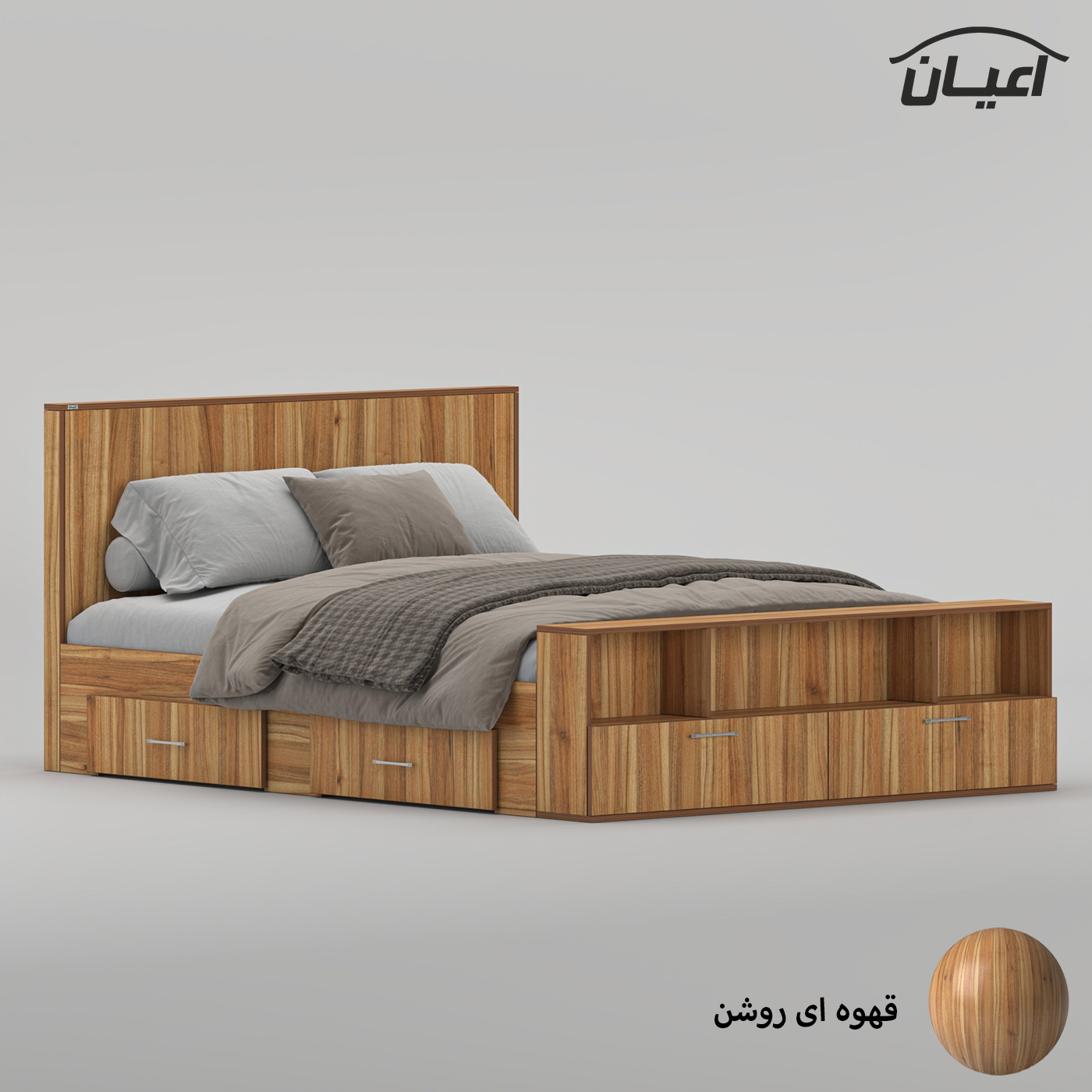 تخت‌خواب ملامینه دو نفره اعیان مدل FH1021 سایز 160 * 200 سانتی‌متر