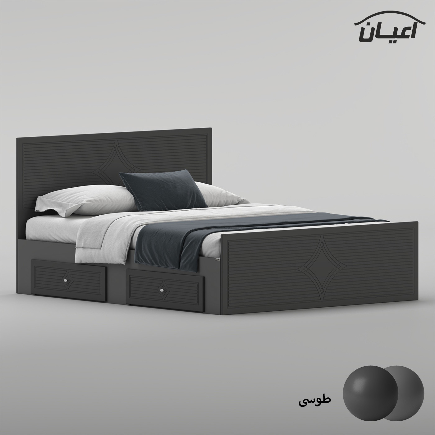 تخت‌خواب ام دی اف دو نفره اعیان مدل FH1029 سایز 160 * 200 سانتی‌متر