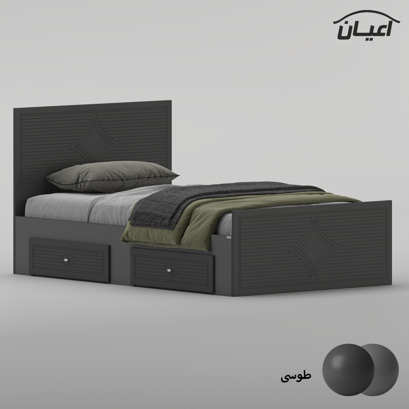 تخت‌خواب ام دی اف یک و نیم نفره اعیان مدل FH1028 سایز 120 * 200 سانتی‌متر