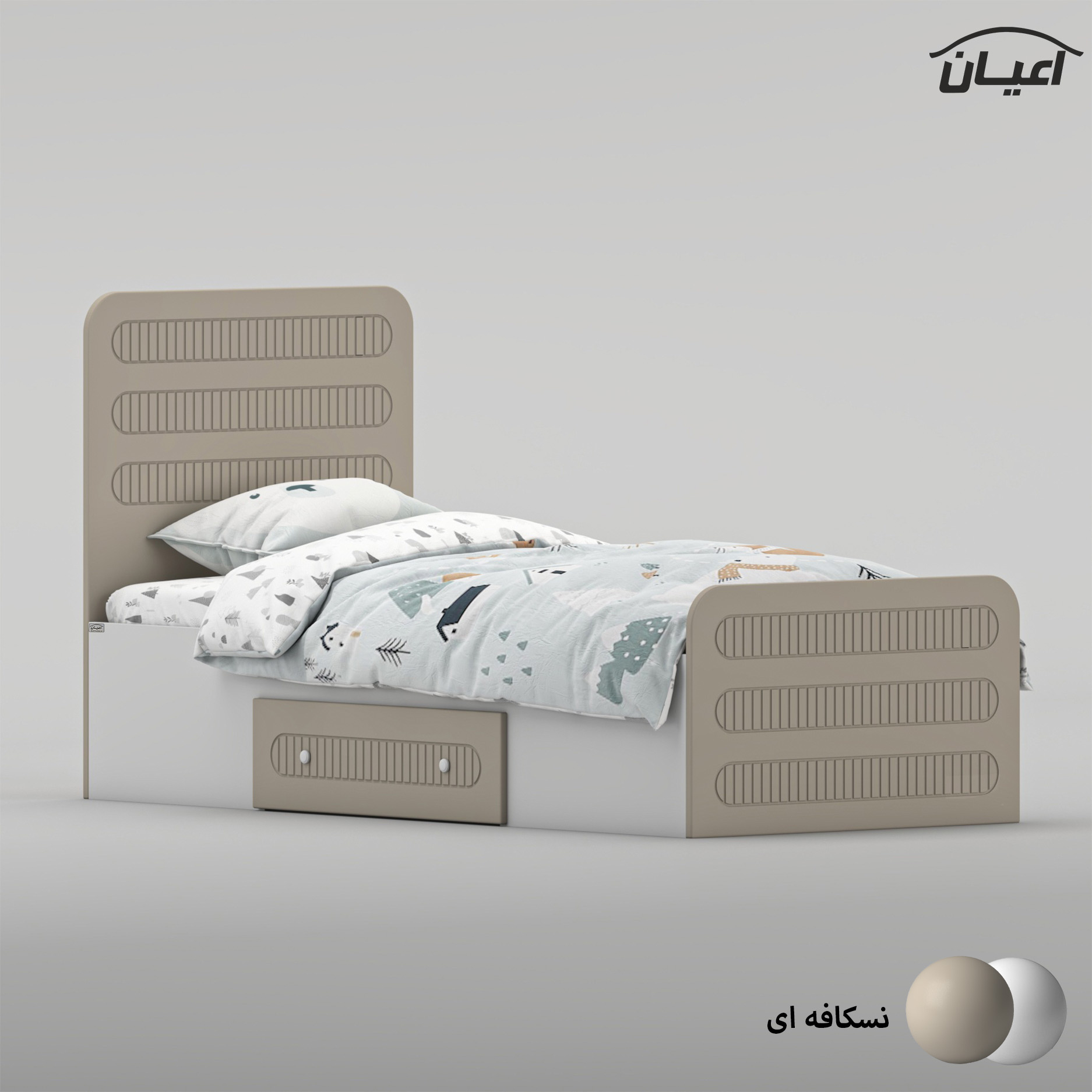 تخت‌خواب ام دی اف یک نفره اعیان مدل FH1041 سایز 80 * 180 سانتی‌متر
