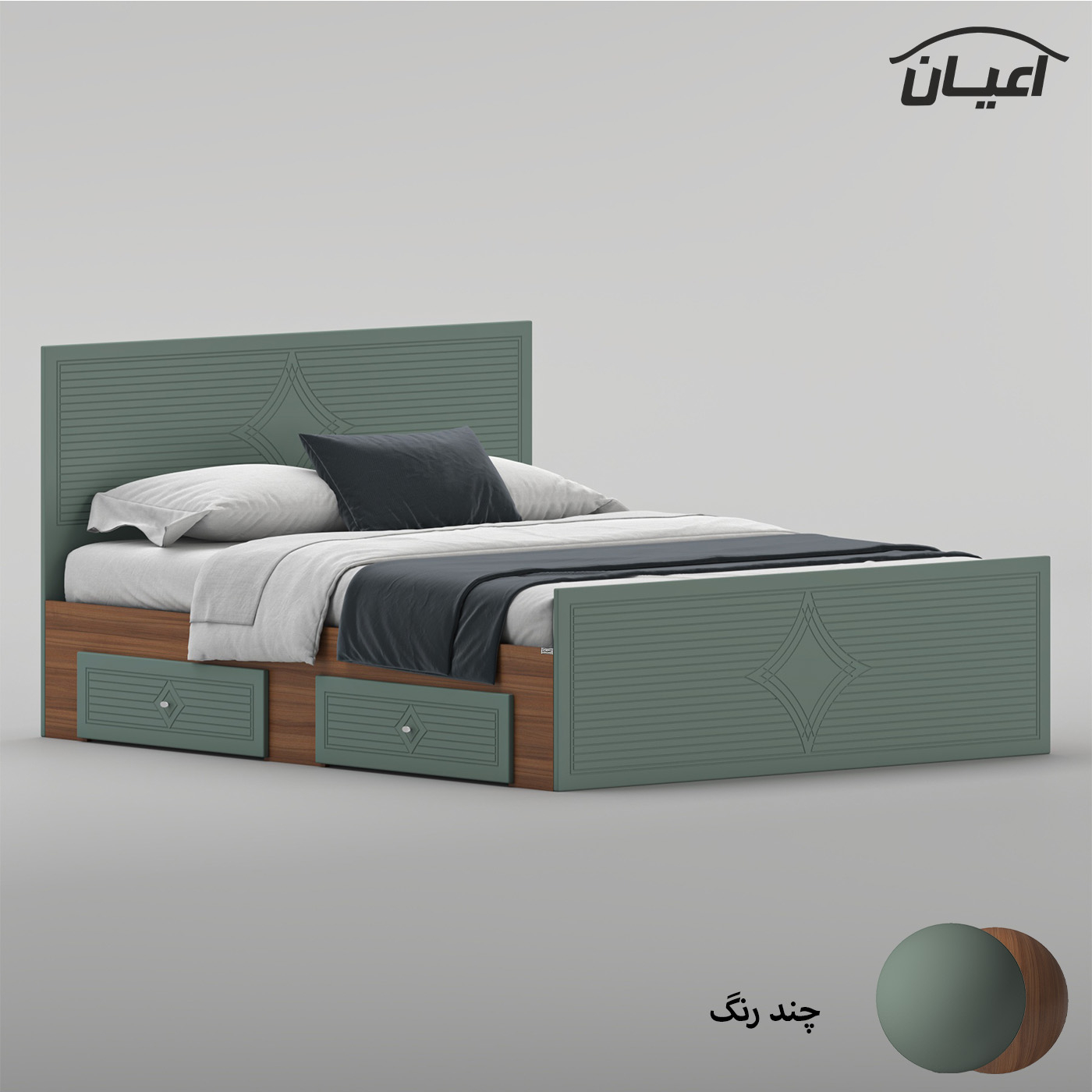 تخت‌خواب ام دی اف دو نفره اعیان مدل FH1029 سایز 160 * 200 سانتی‌متر