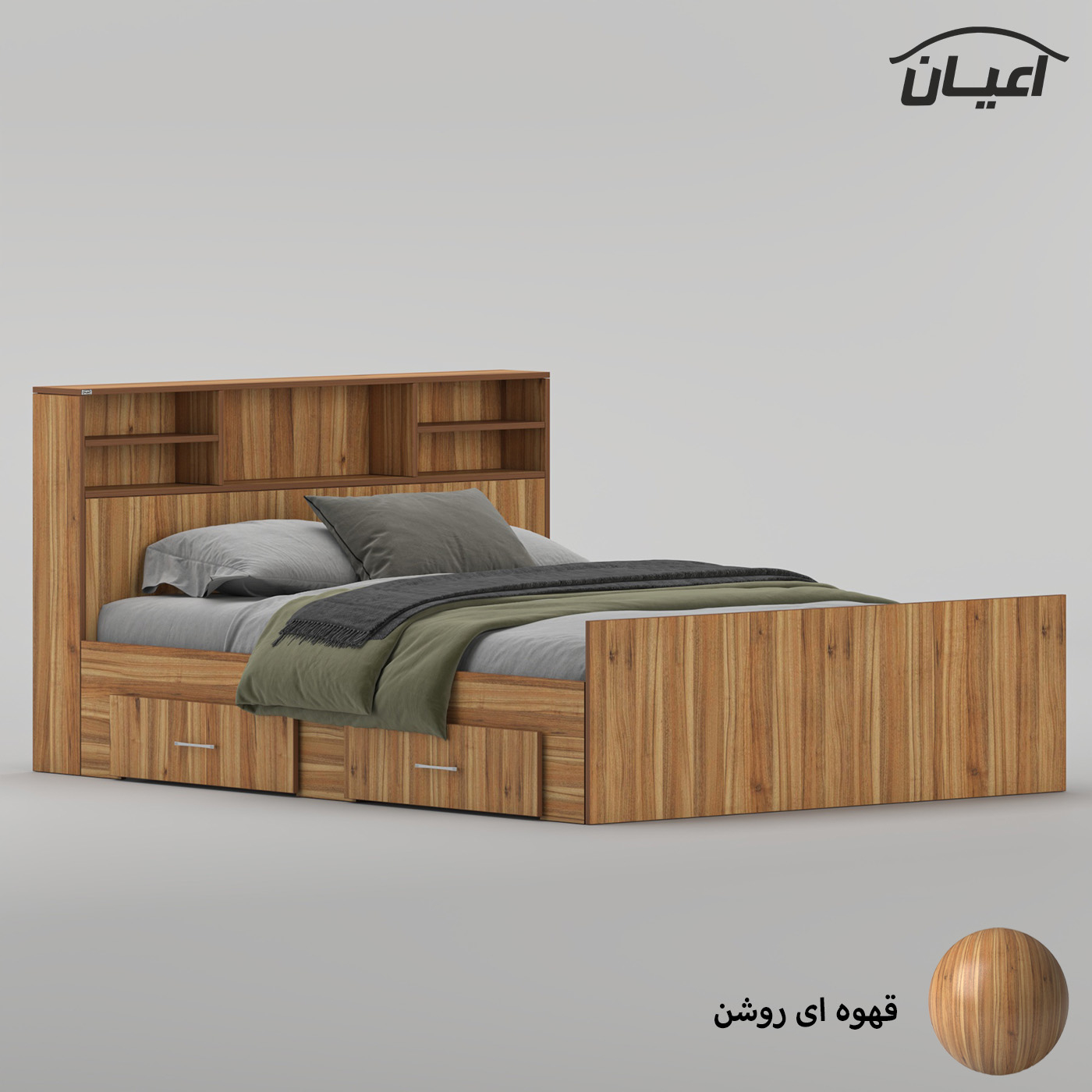 تختخواب ملامینه دو نفره اعیان مدل FH1020 سایز 160 * 200 سانتیمتر