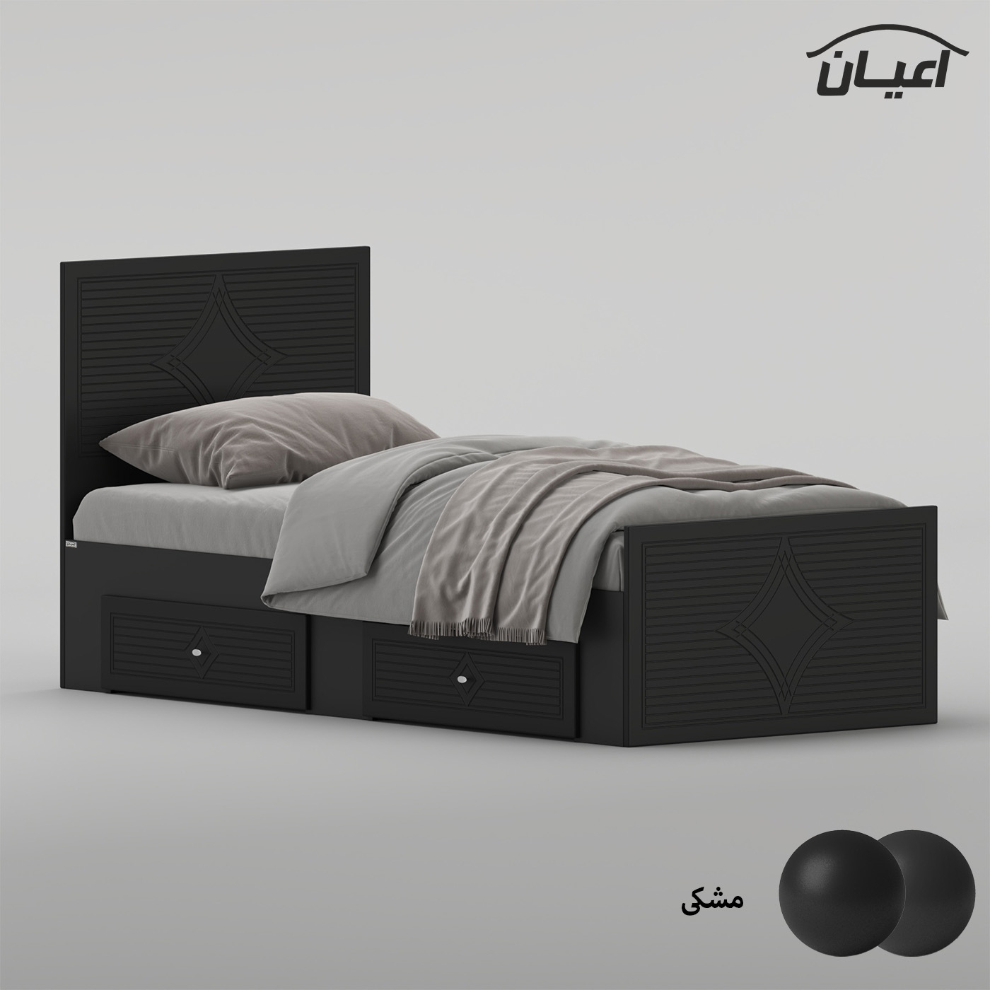 تخت‌خواب ام دی اف یک نفره اعیان مدل FH1027 سایز 90 * 200 سانتی‌متر