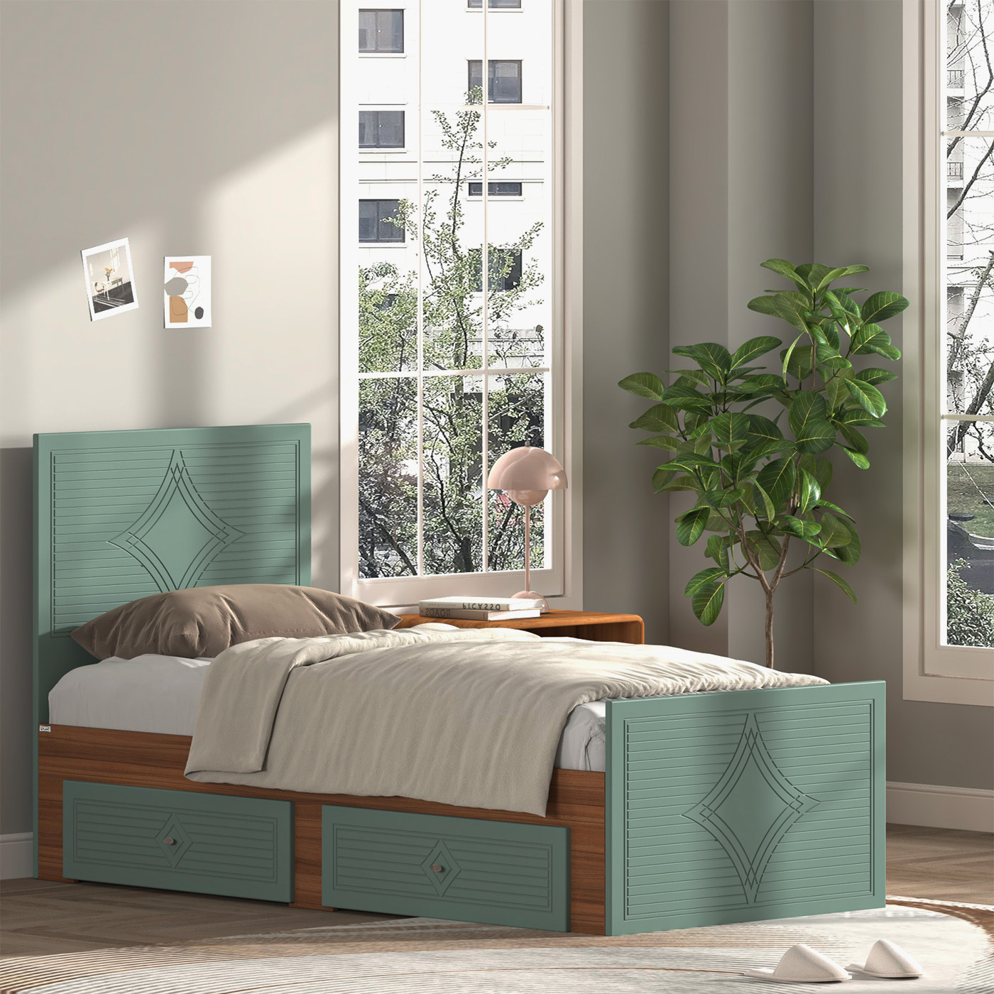 تخت‌خواب ام دی اف یک نفره اعیان مدل FH1026 سایز 80 * 180 سانتی‌متر