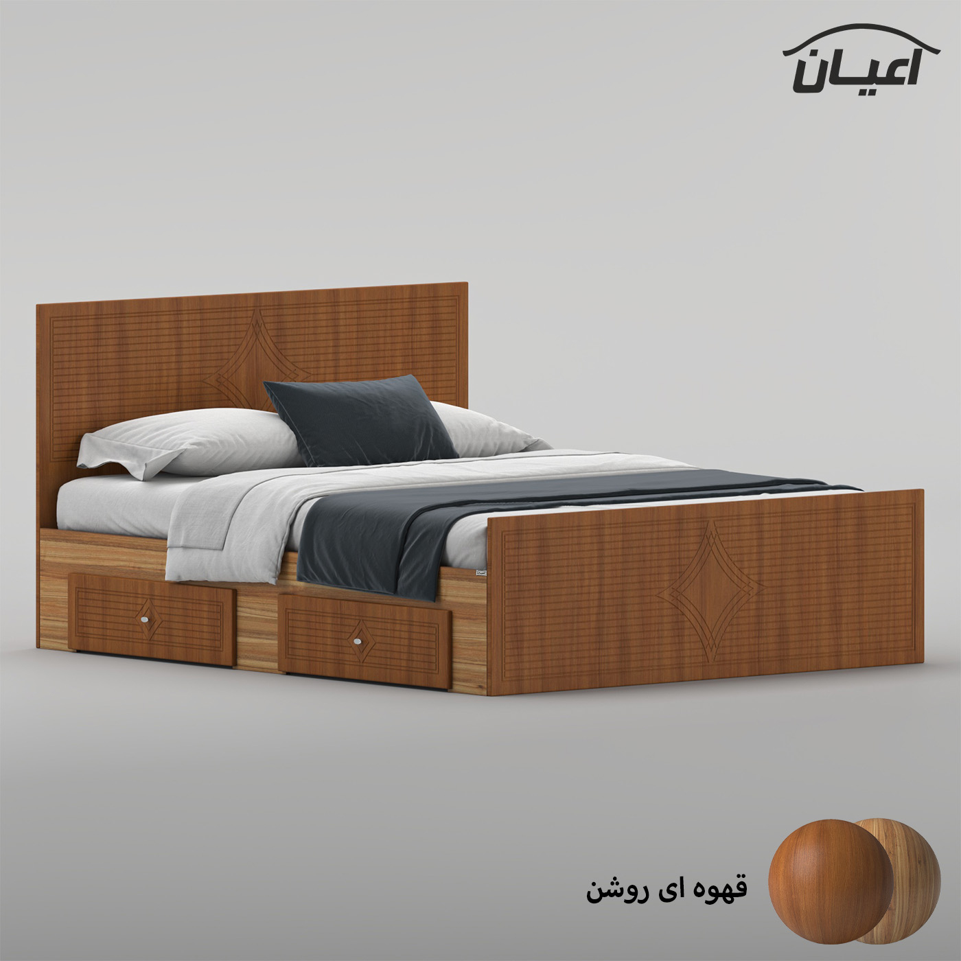 تخت‌خواب ام دی اف دو نفره اعیان مدل FH1029 سایز 160 * 200 سانتی‌متر