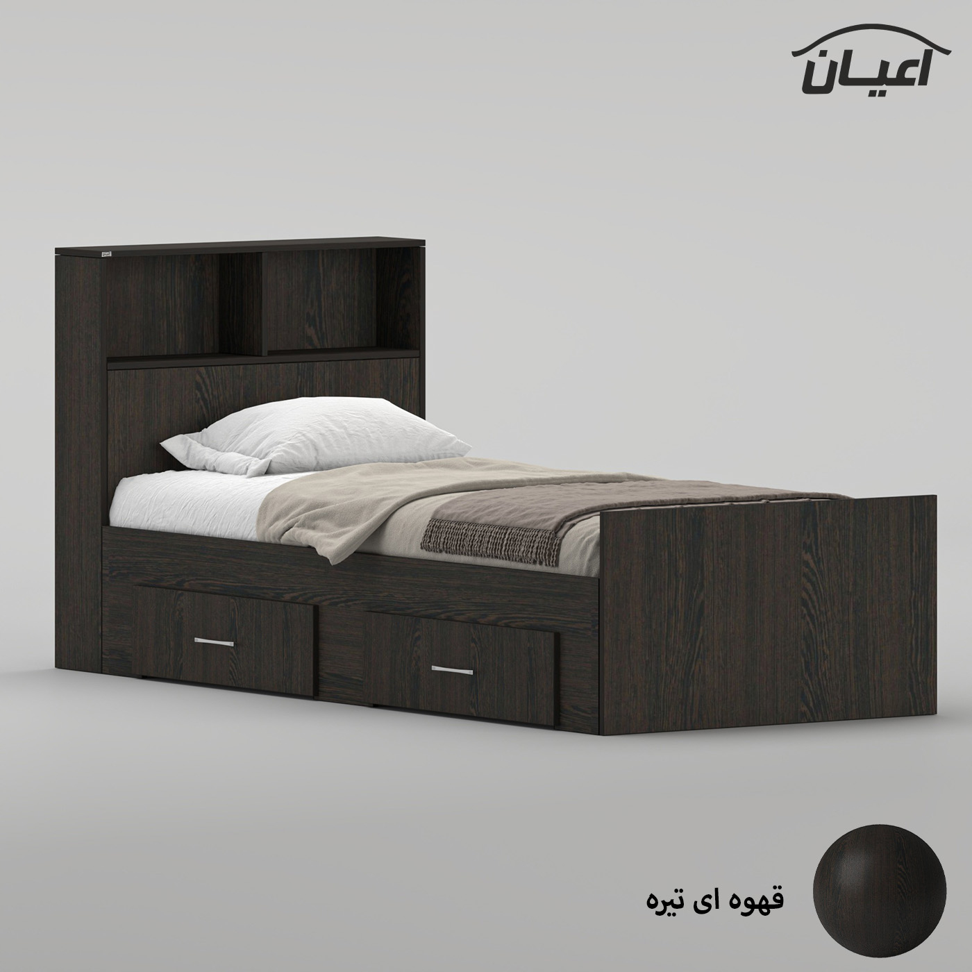 تخت‌خواب ملامینه یک نفره اعیان مدل FH1019 سایز 90 * 200 سانتی‌متر