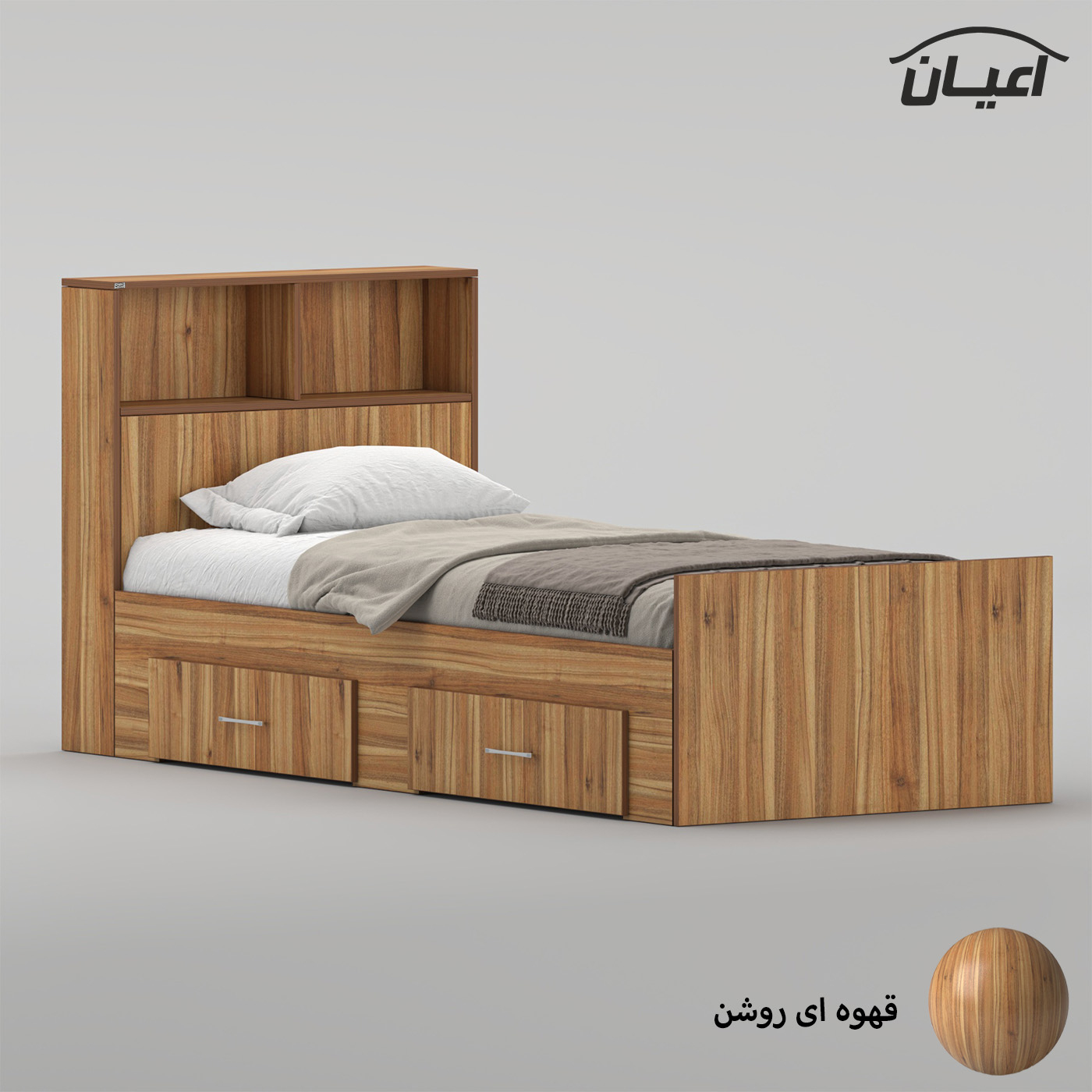 تخت‌خواب ملامینه یک نفره اعیان مدل FH1019 سایز 90 * 200 سانتی‌متر