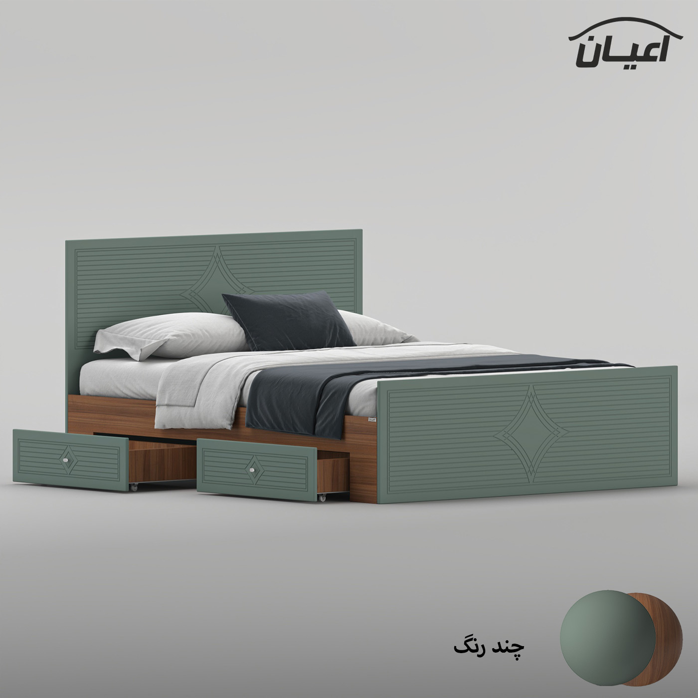 تخت‌خواب ام دی اف دو نفره اعیان مدل FH1029 سایز 160 * 200 سانتی‌متر