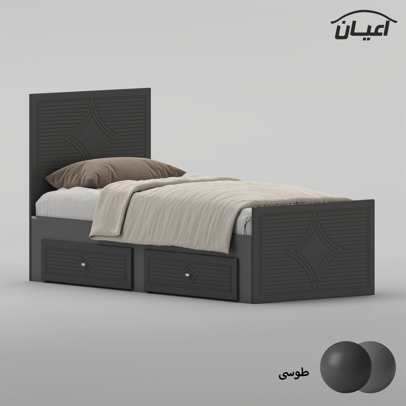 تخت‌خواب ام دی اف یک نفره اعیان مدل FH1026 سایز 80 * 180 سانتی‌متر