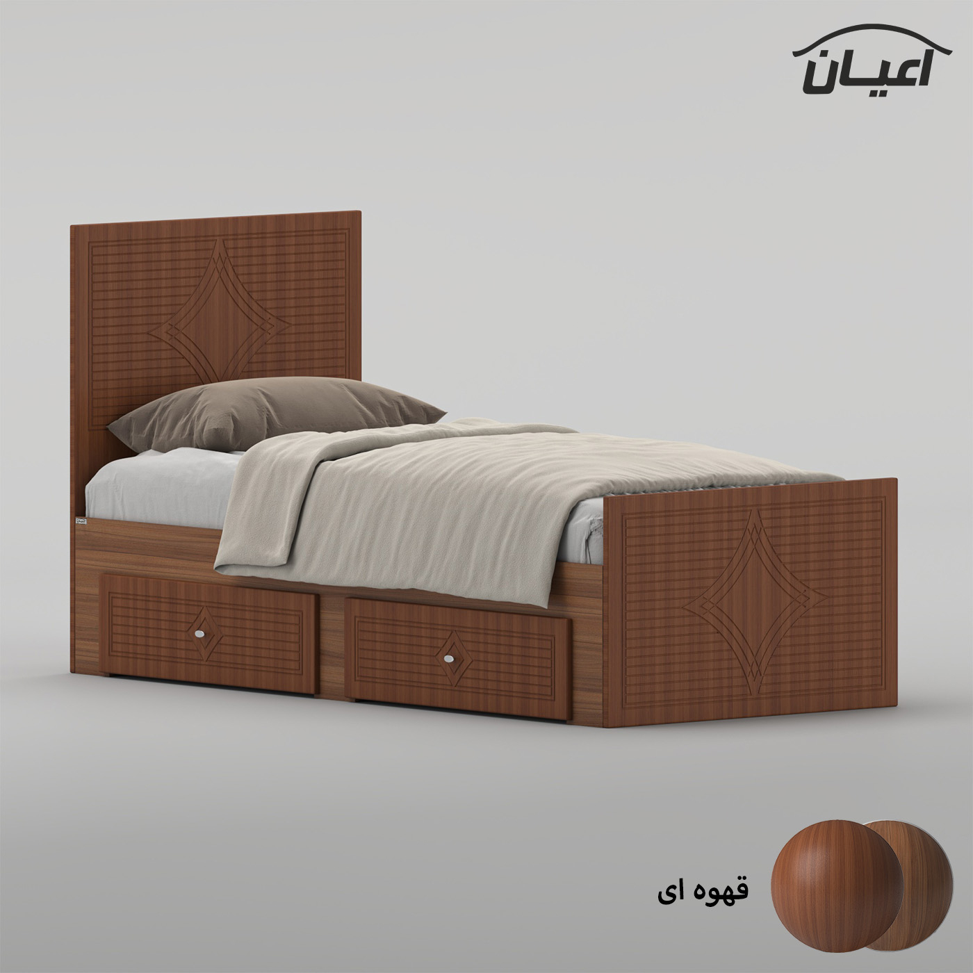 تخت‌خواب ام دی اف یک نفره اعیان مدل FH1026 سایز 80 * 180 سانتی‌متر