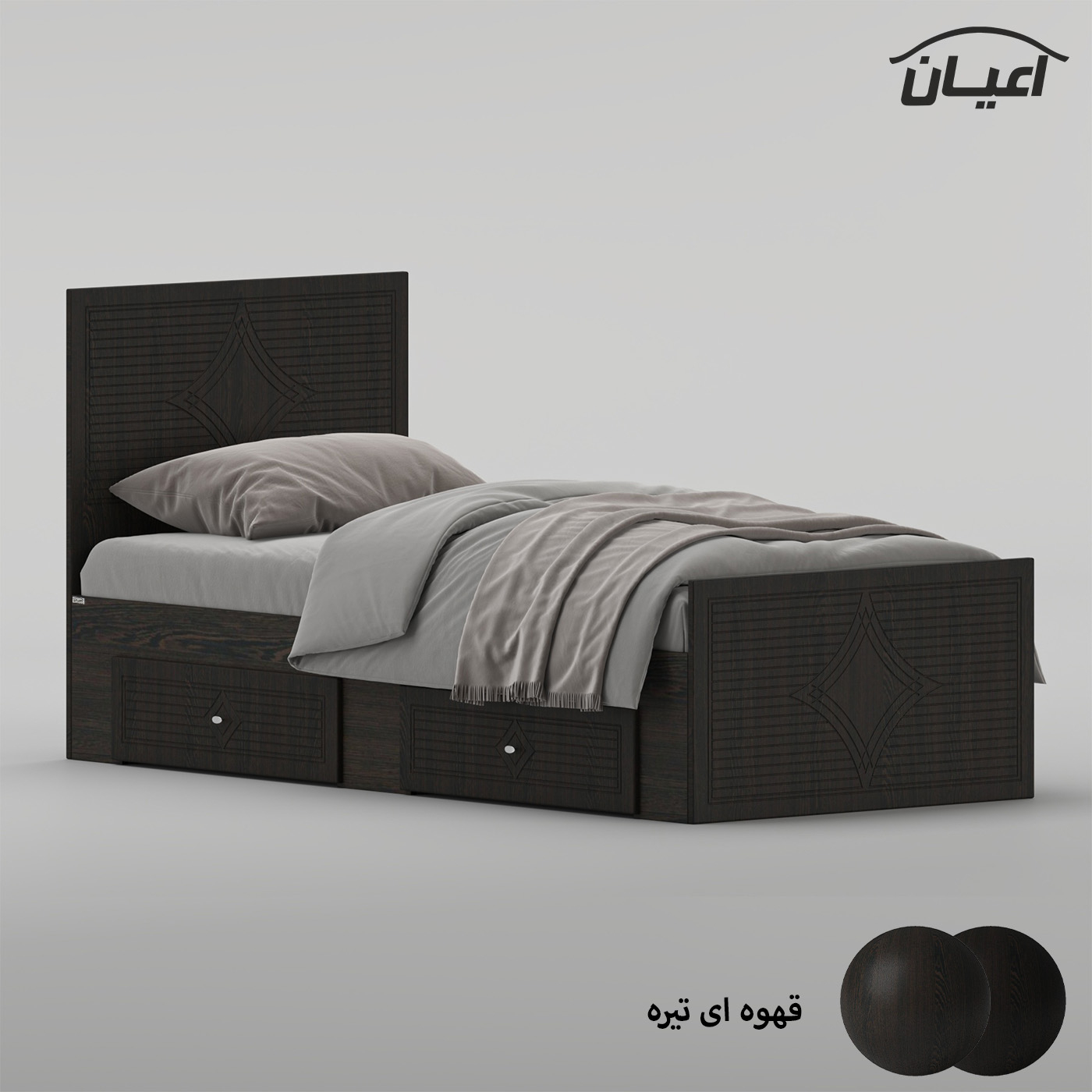 تخت‌خواب ام دی اف یک نفره اعیان مدل FH1027 سایز 90 * 200 سانتی‌متر