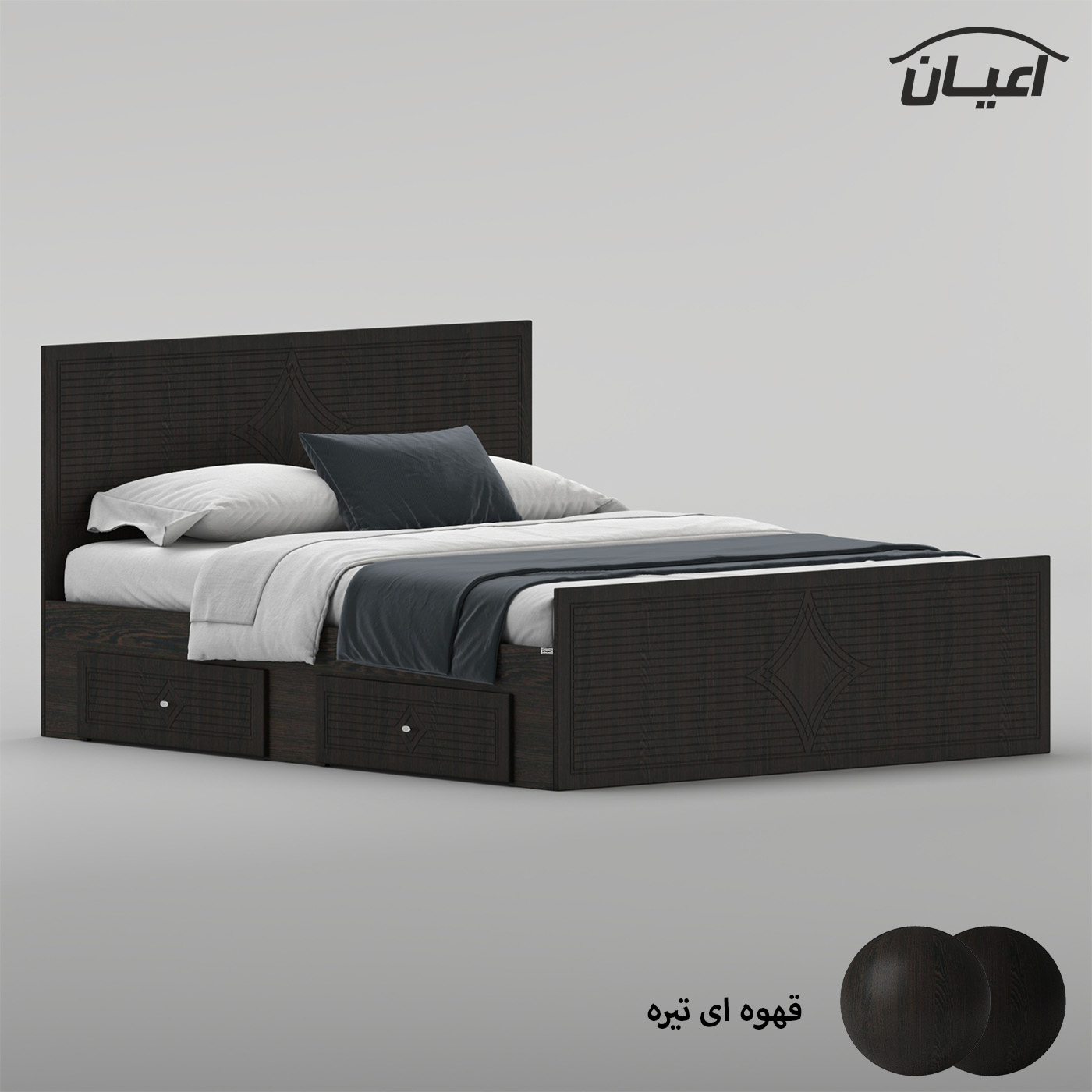 تخت‌خواب ام دی اف دو نفره اعیان مدل FH1029 سایز 160 * 200 سانتی‌متر