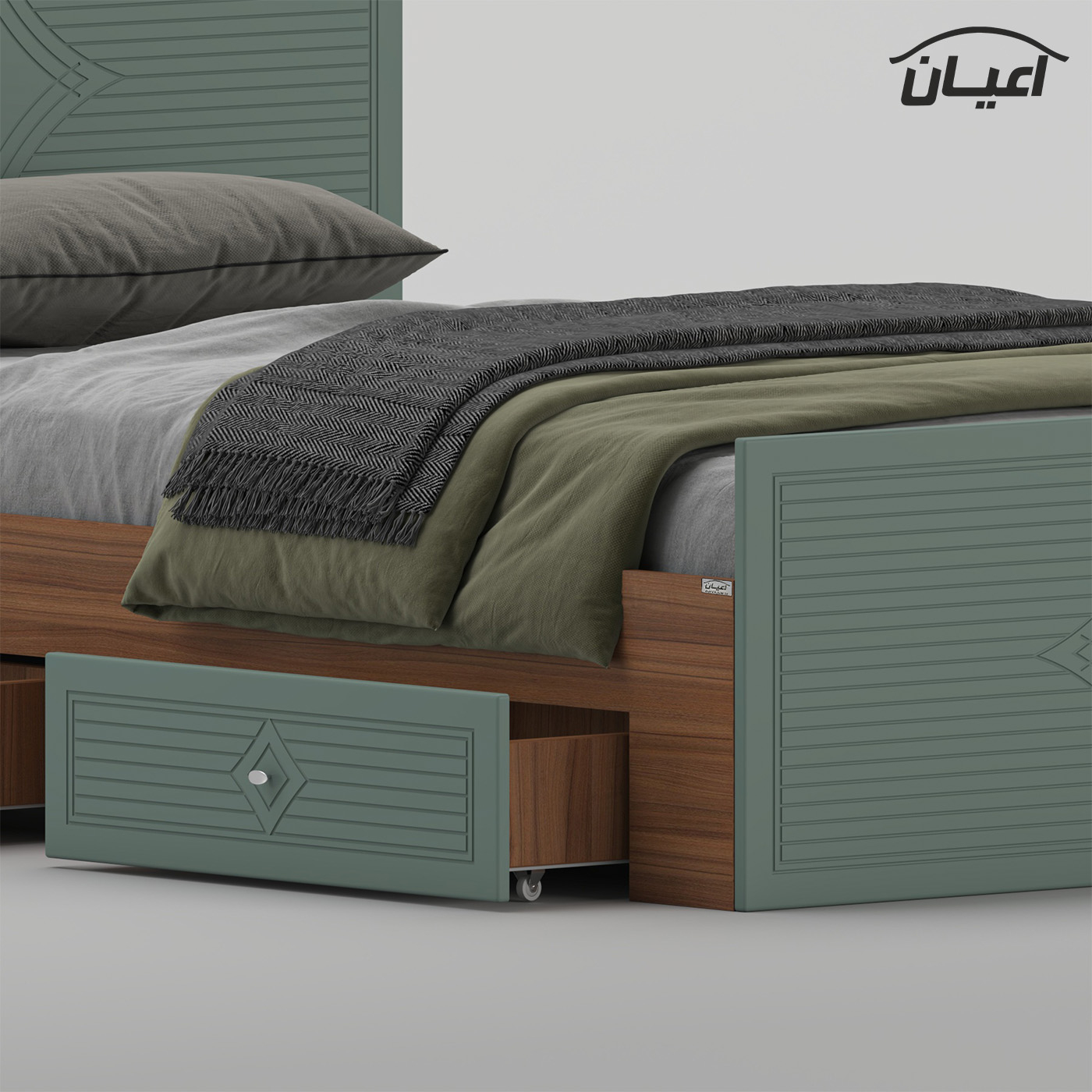 تخت‌خواب ام دی اف یک و نیم نفره اعیان مدل FH1028 سایز 120 * 200 سانتی‌متر