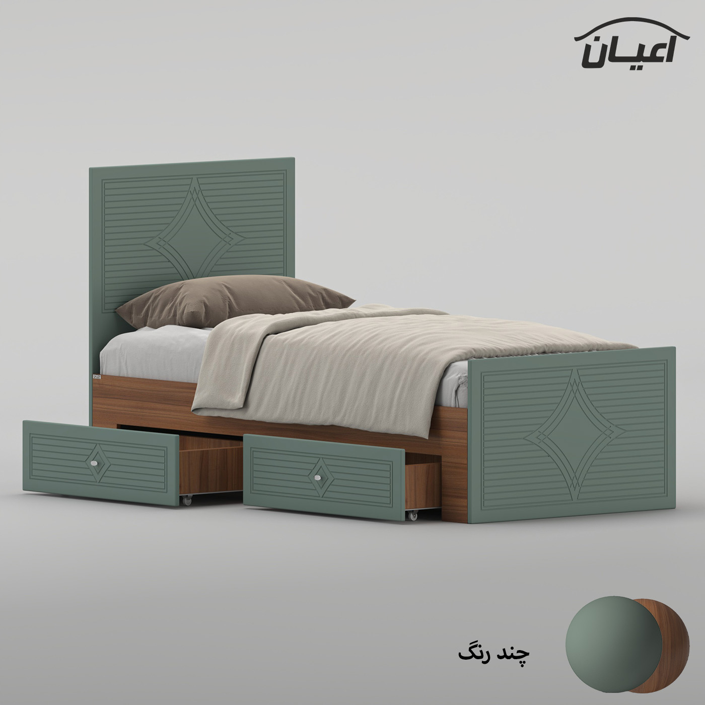 تخت‌خواب ام دی اف یک نفره اعیان مدل FH1026 سایز 80 * 180 سانتی‌متر