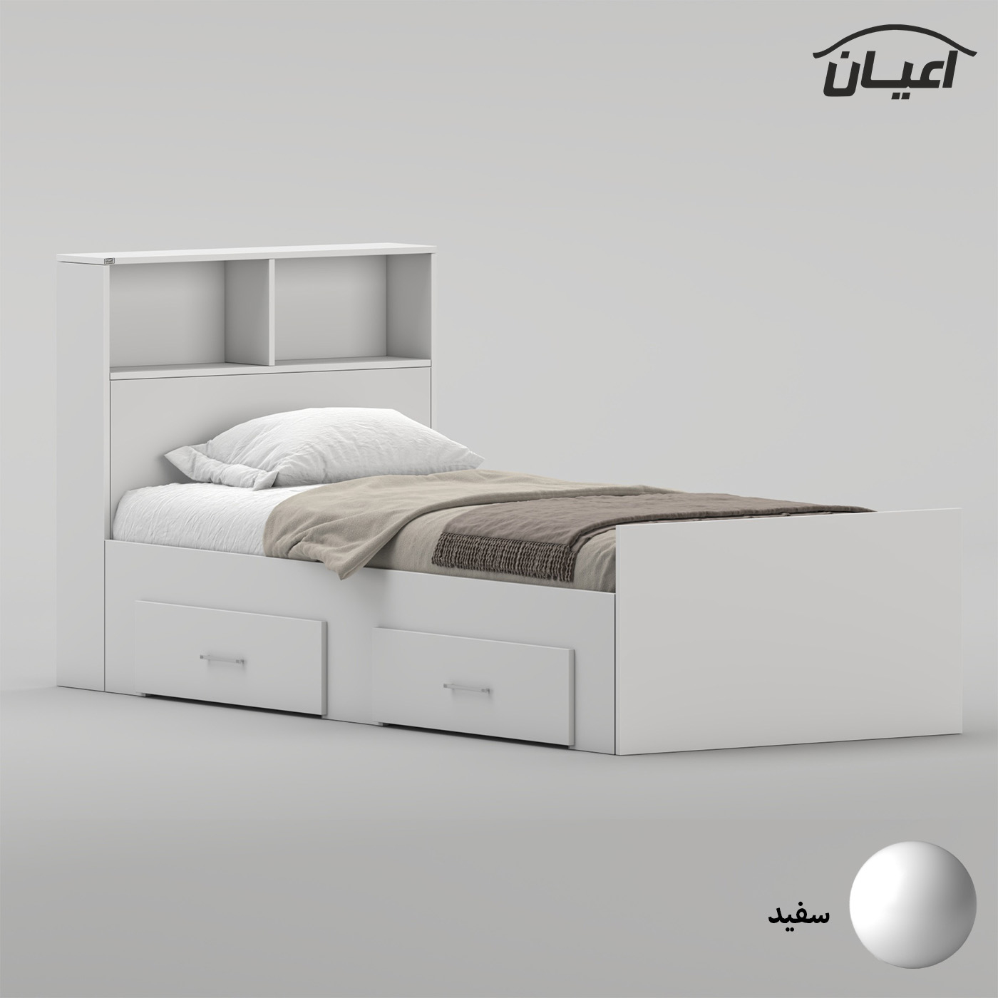 تخت‌خواب ملامینه یک نفره اعیان مدل FH1019 سایز 90 * 200 سانتی‌متر