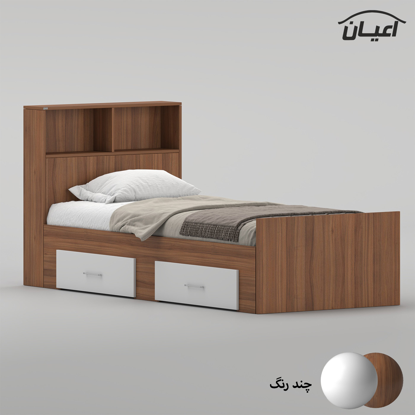 تخت‌خواب ملامینه یک نفره اعیان مدل FH1019 سایز 90 * 200 سانتی‌متر