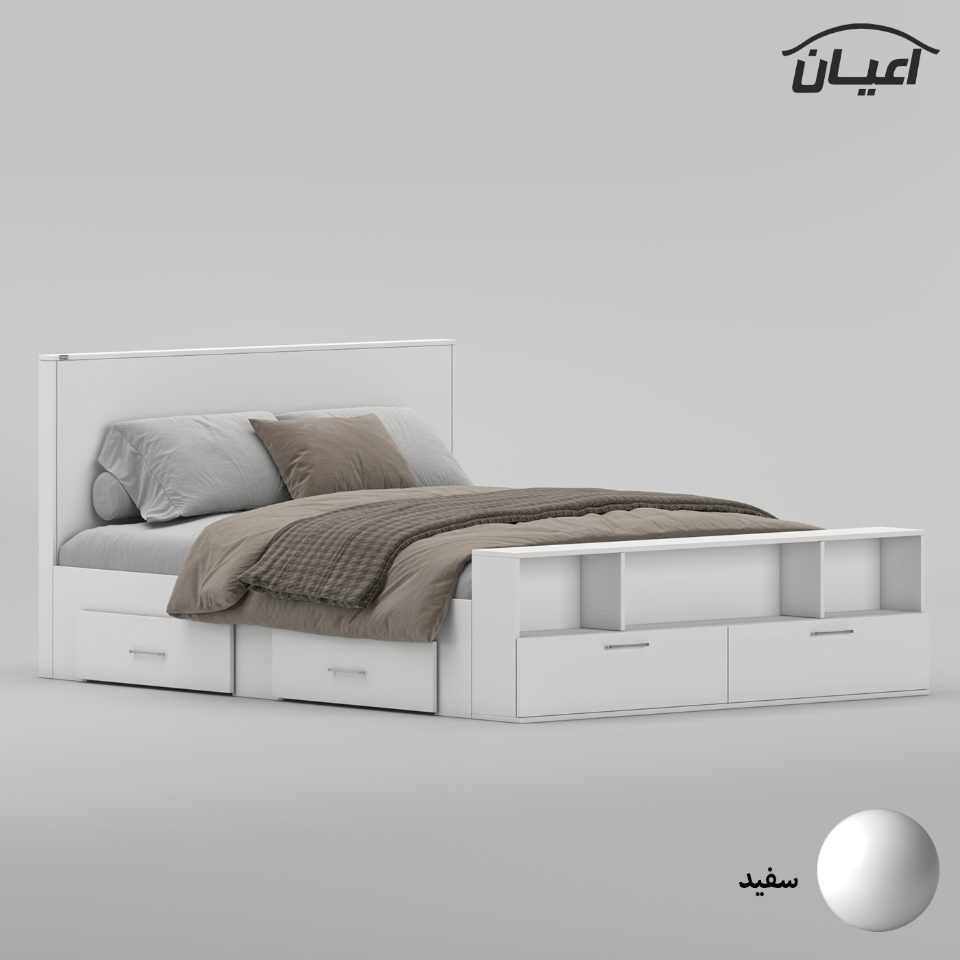 تخت‌خواب ملامینه دو نفره اعیان مدل FH1021 سایز 160 * 200 سانتی‌متر