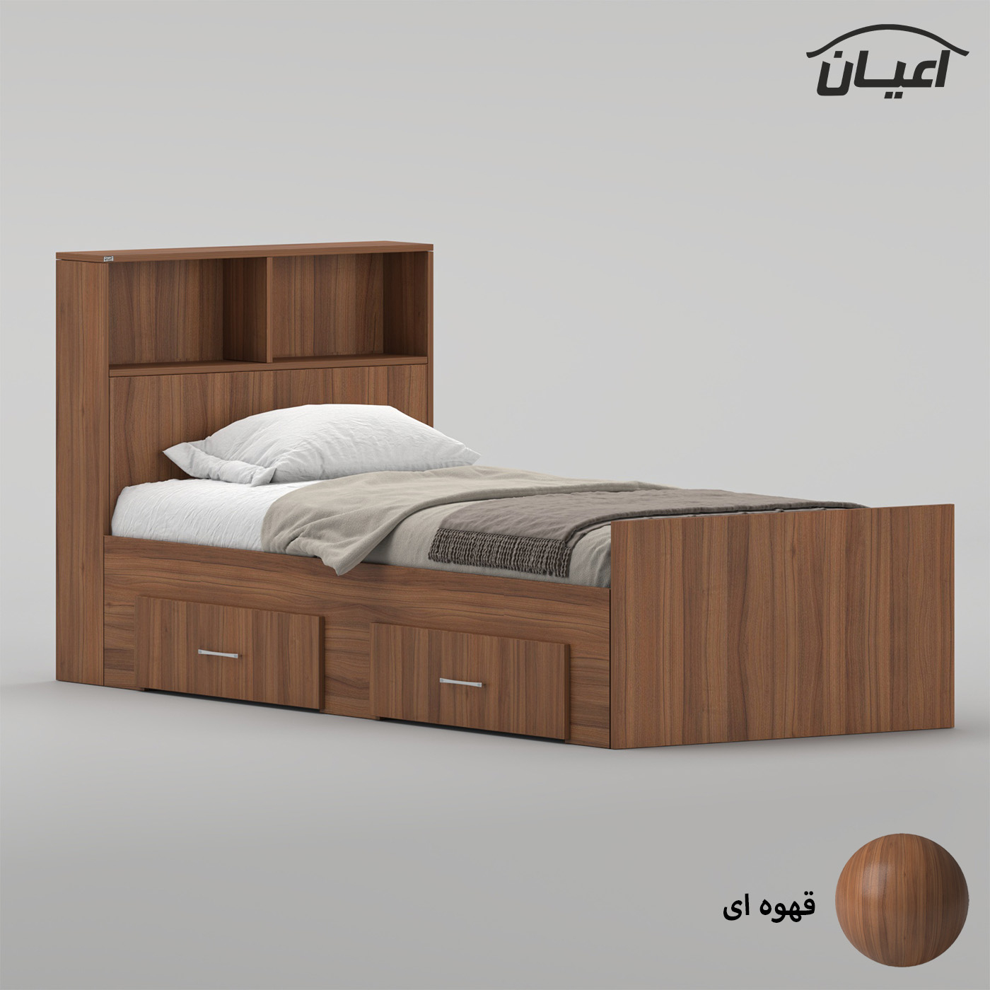 تخت‌خواب ملامینه یک نفره اعیان مدل FH1019 سایز 90 * 200 سانتی‌متر