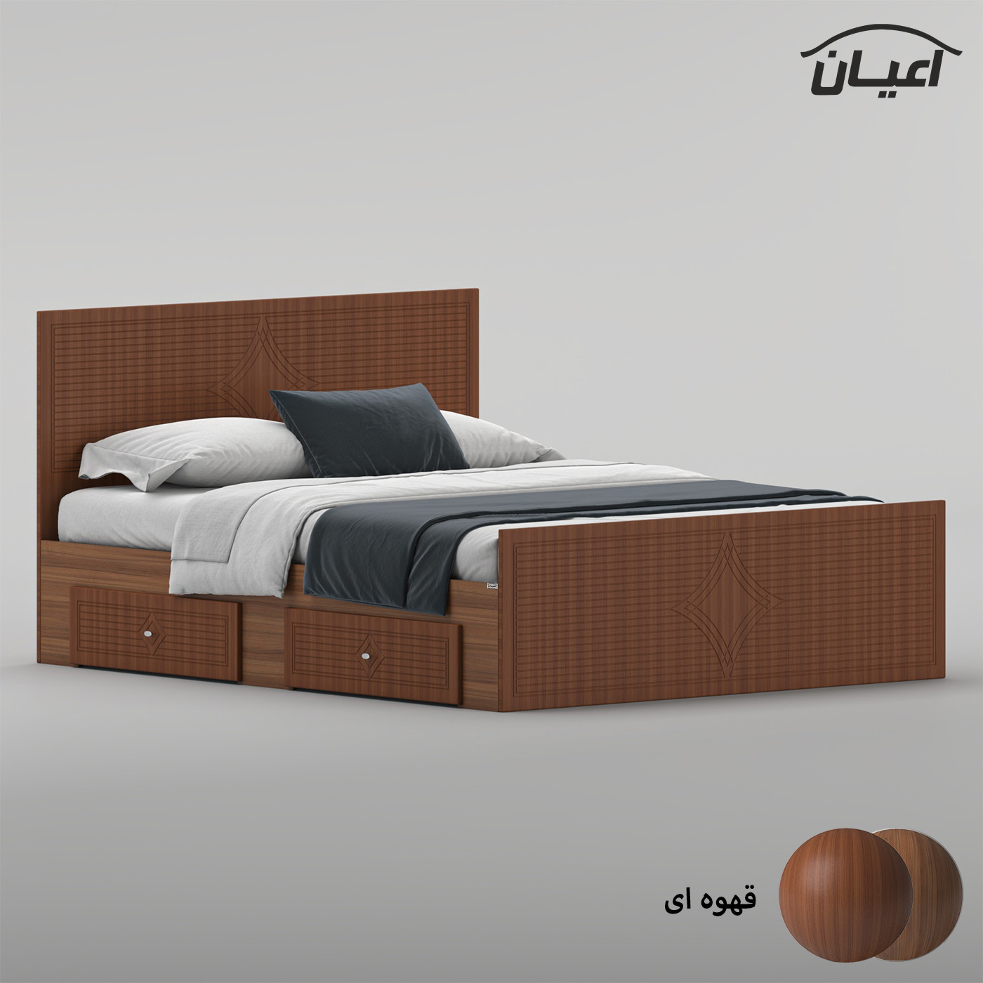 تخت‌خواب ام دی اف دو نفره اعیان مدل FH1029 سایز 160 * 200 سانتی‌متر