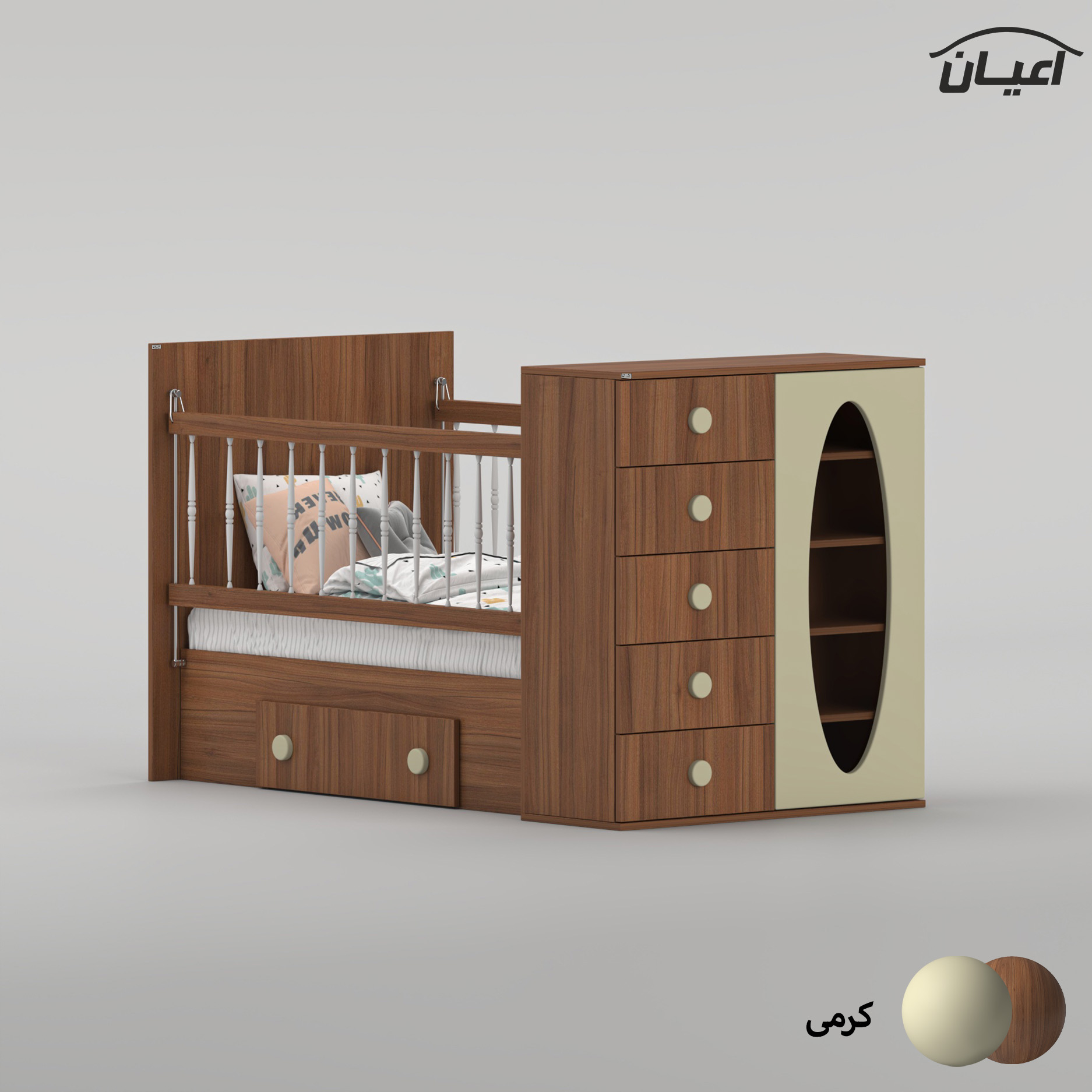 تختخواب کودک اعیان مدل FH1022 سایز 130 × 70