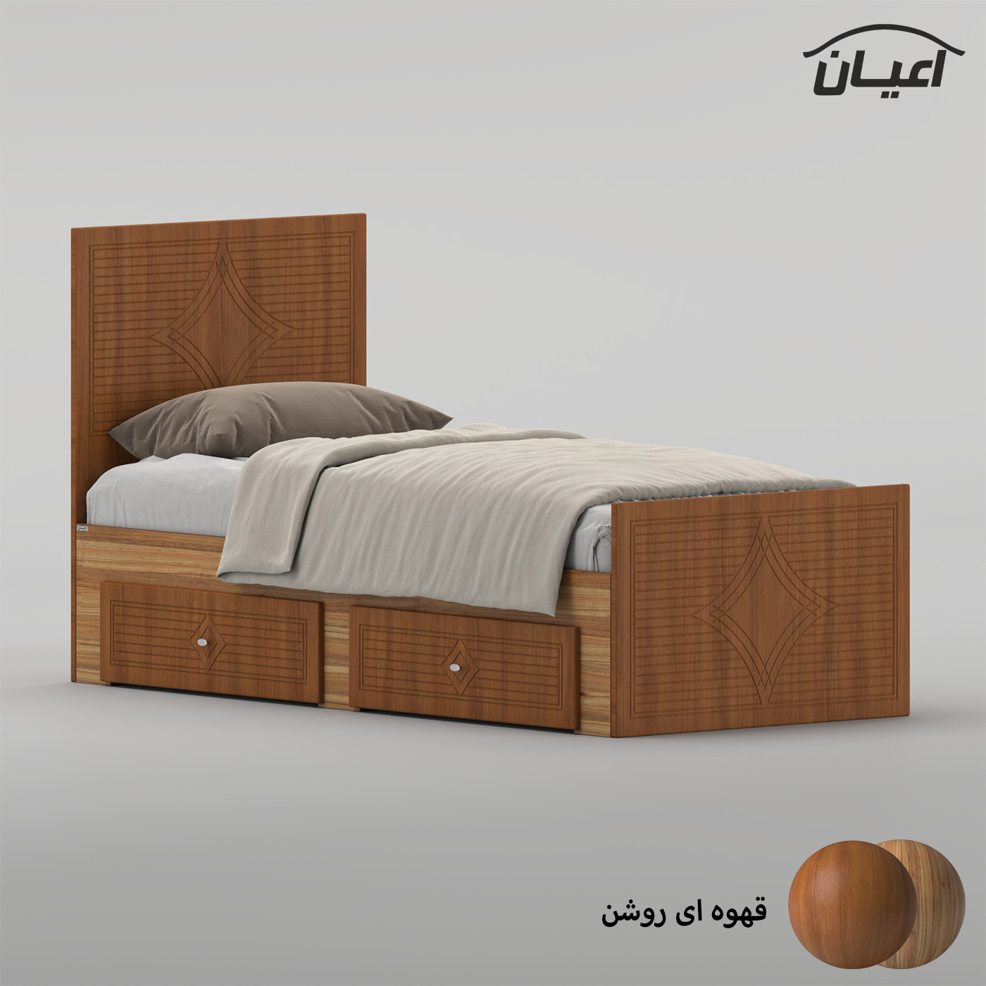 تخت‌خواب ام دی اف یک نفره اعیان مدل FH1026 سایز 80 * 180 سانتی‌متر