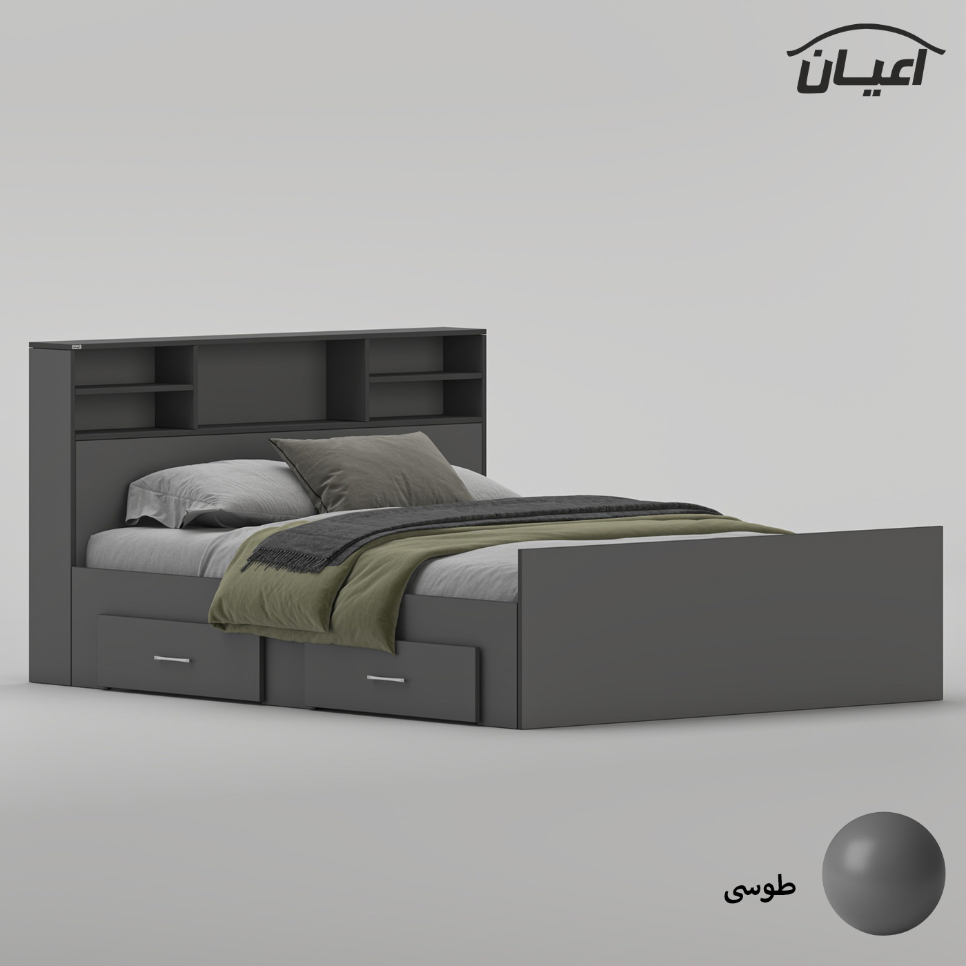 تختخواب ملامینه دو نفره اعیان مدل FH1020 سایز 160 * 200 سانتیمتر