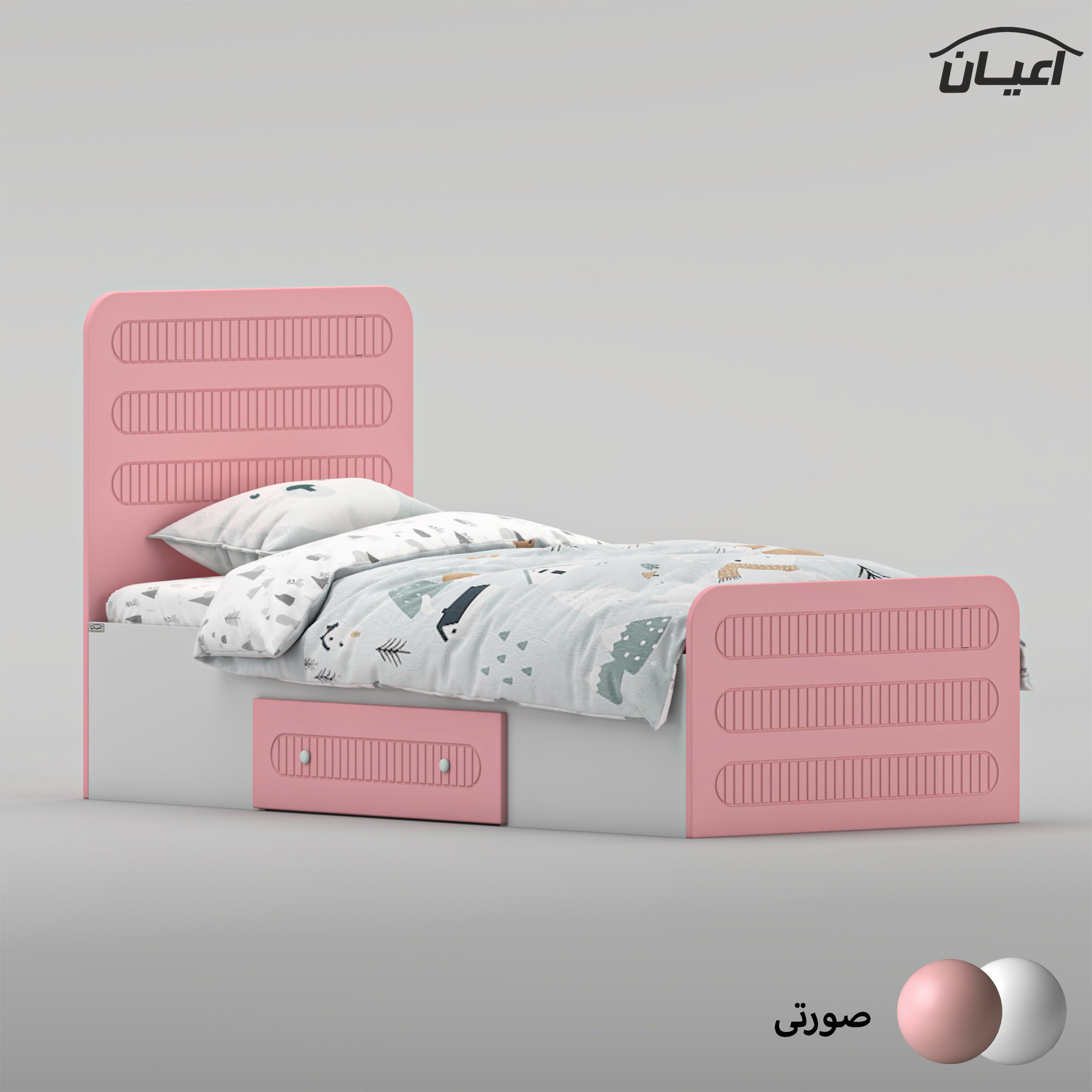 تخت‌خواب ام دی اف یک نفره اعیان مدل FH1041 سایز 80 * 180 سانتی‌متر