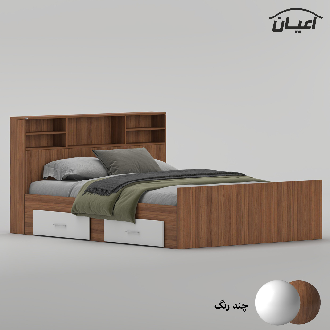 تختخواب ملامینه دو نفره اعیان مدل FH1020 سایز 160 * 200 سانتیمتر