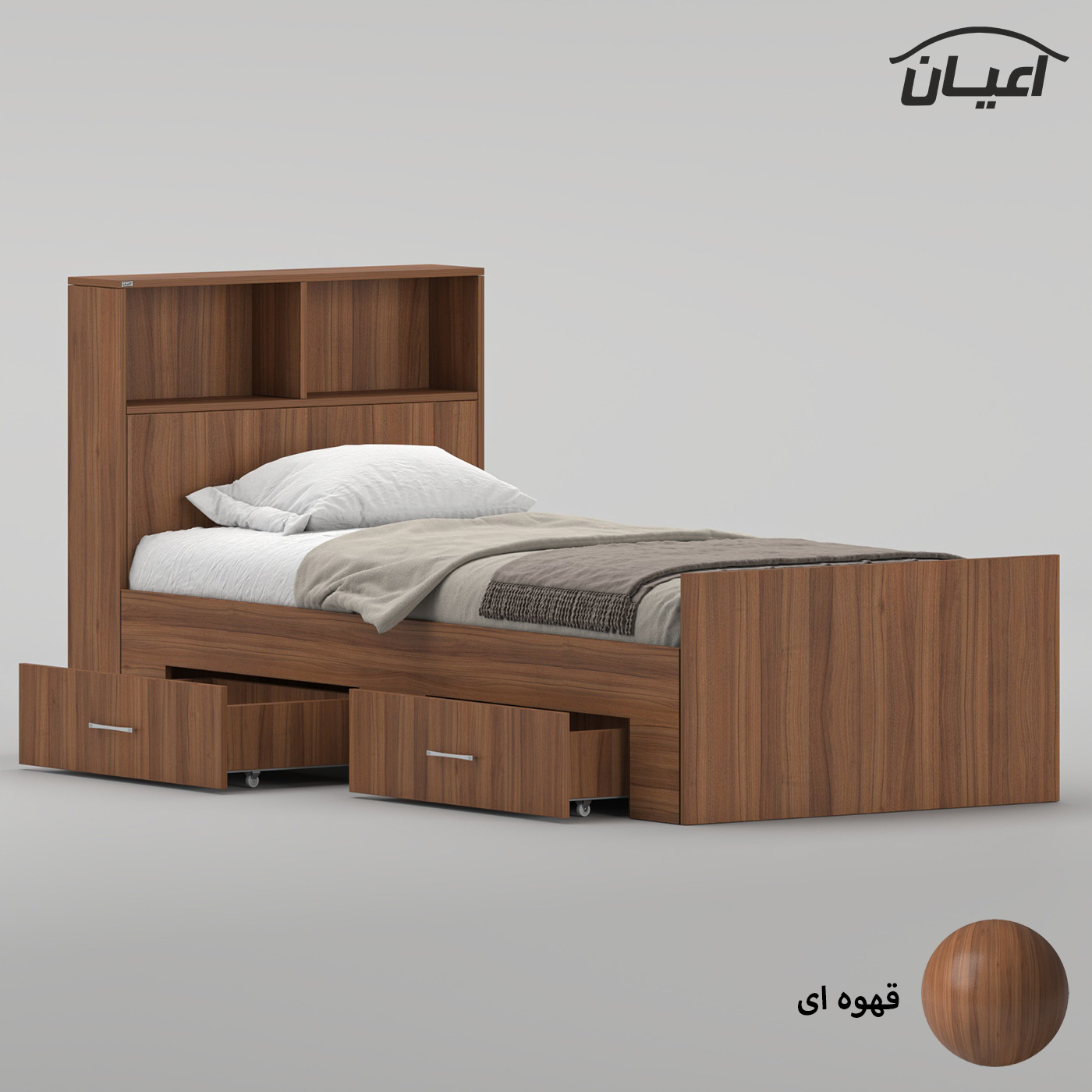 تخت‌خواب ملامینه یک نفره اعیان مدل FH1019 سایز 90 * 200 سانتی‌متر