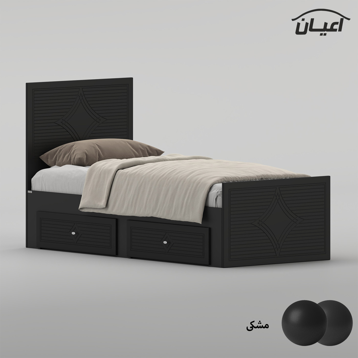 تخت‌خواب ام دی اف یک نفره اعیان مدل FH1026 سایز 80 * 180 سانتی‌متر