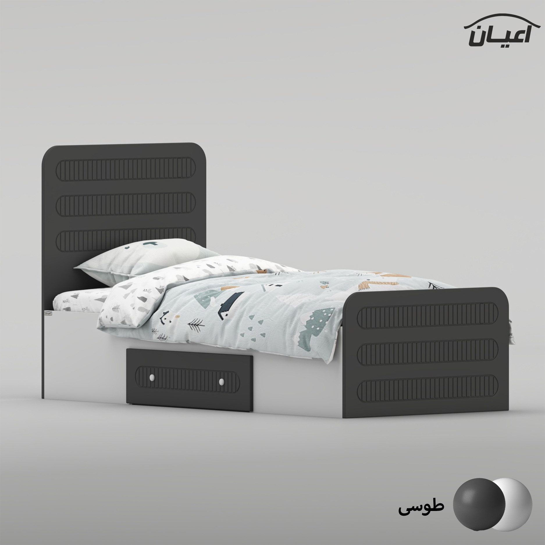 تخت‌خواب ام دی اف یک نفره اعیان مدل FH1041 سایز 80 * 180 سانتی‌متر