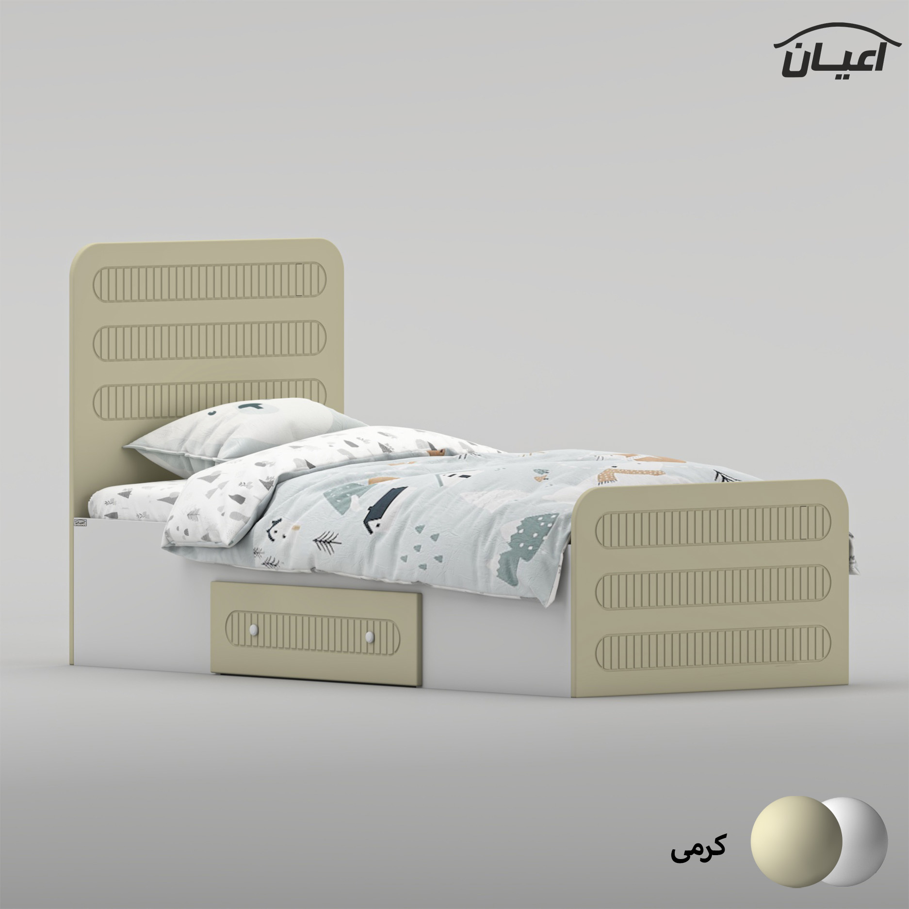 تخت‌خواب ام دی اف یک نفره اعیان مدل FH1041 سایز 80 * 180 سانتی‌متر