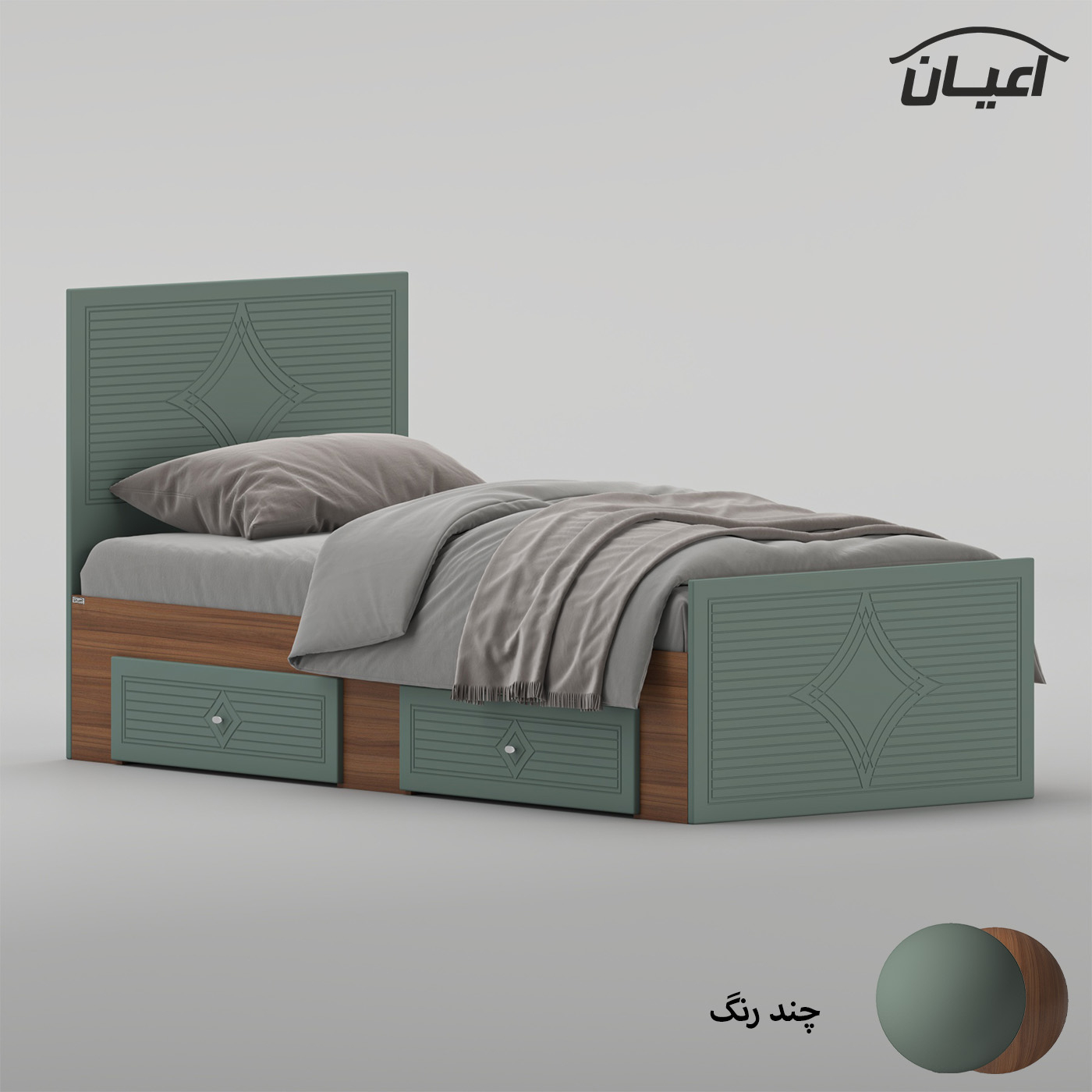 تخت‌خواب ام دی اف یک نفره اعیان مدل FH1027 سایز 90 * 200 سانتی‌متر